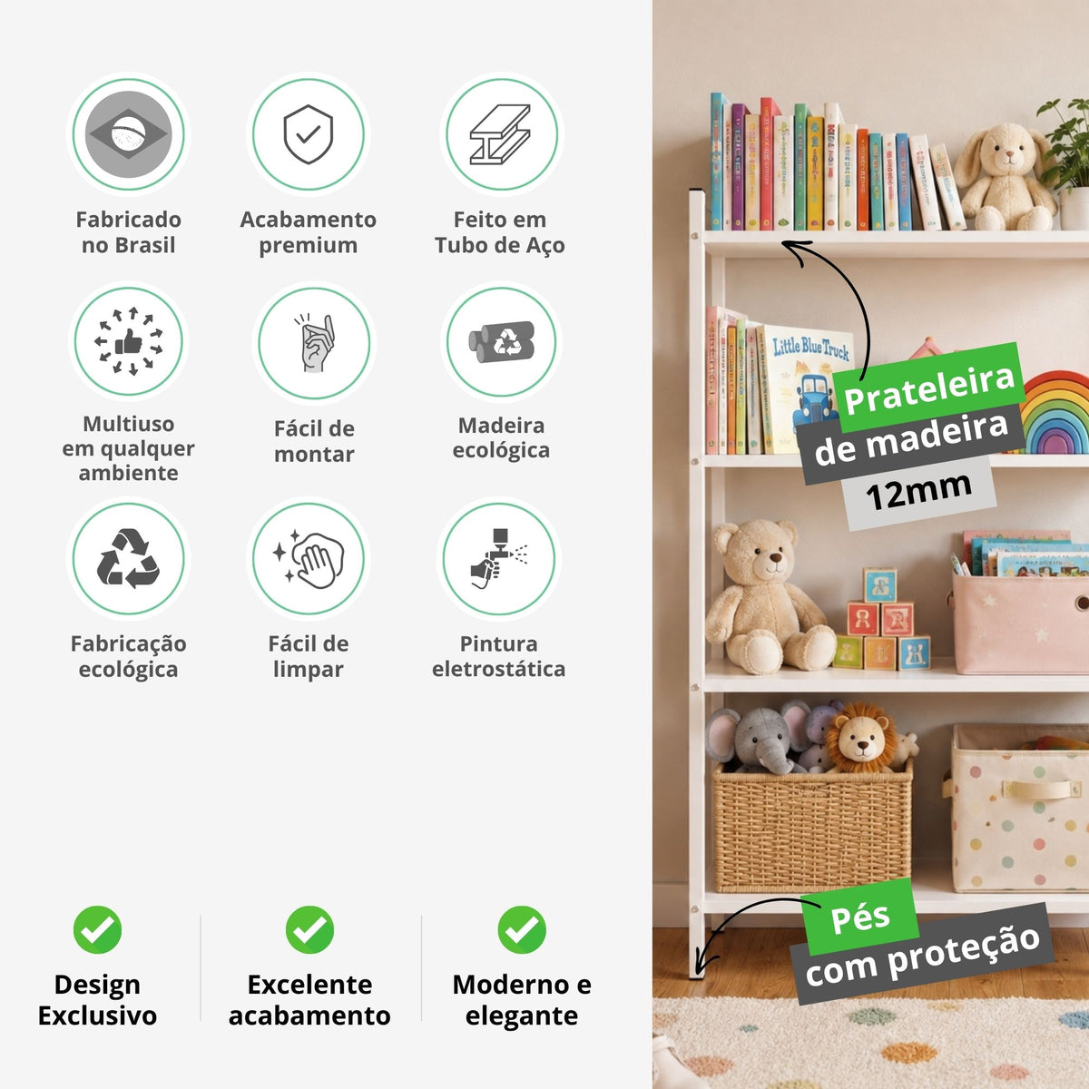 Estante Industrial Multiuso e Livros 4 Prateleiras Aço Madeira