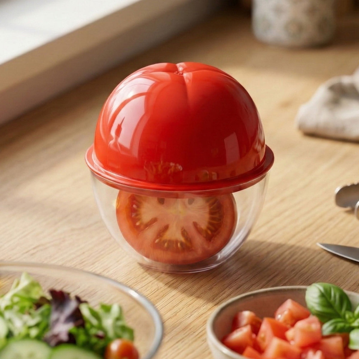 Porta Tomate com Tampa – Organizador para Geladeira e Cozinha, Conserva Alimentos Frescos sem Odor