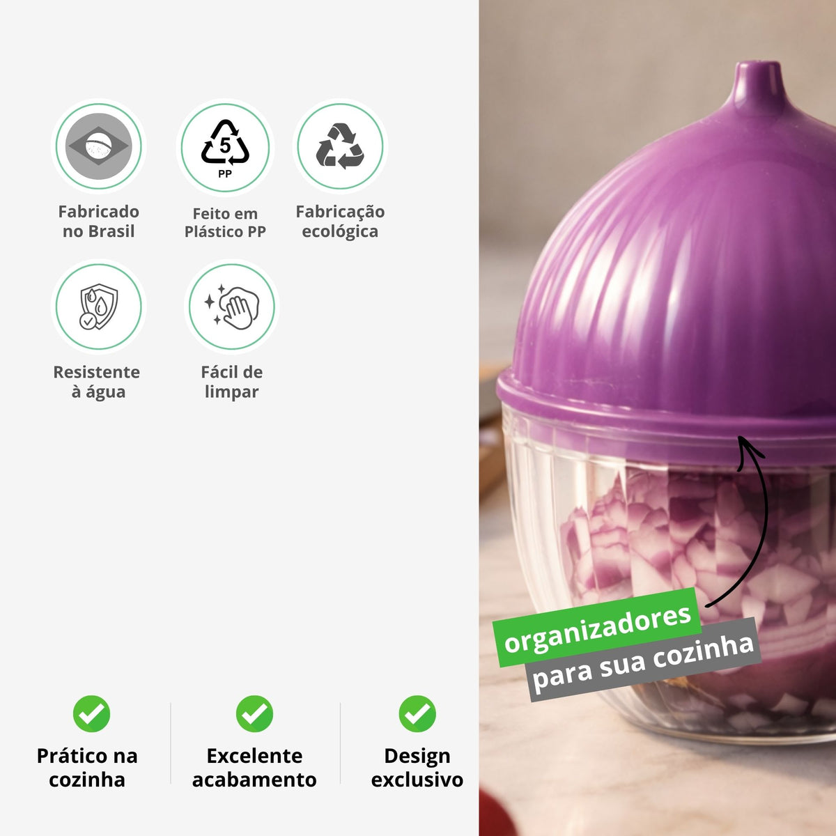 Porta Cebola com Tampa – Organizador para Geladeira e Cozinha, Conserva Alimentos sem Odor e Mais Frescos