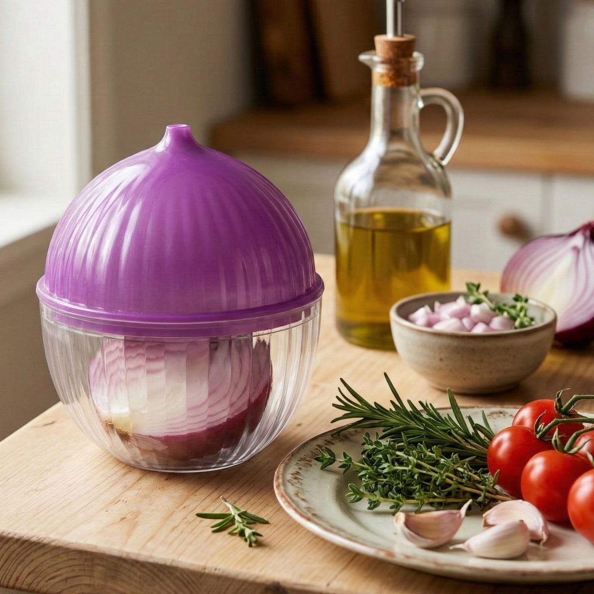 Porta Cebola com Tampa – Organizador para Geladeira e Cozinha, Conserva Alimentos sem Odor e Mais Frescos