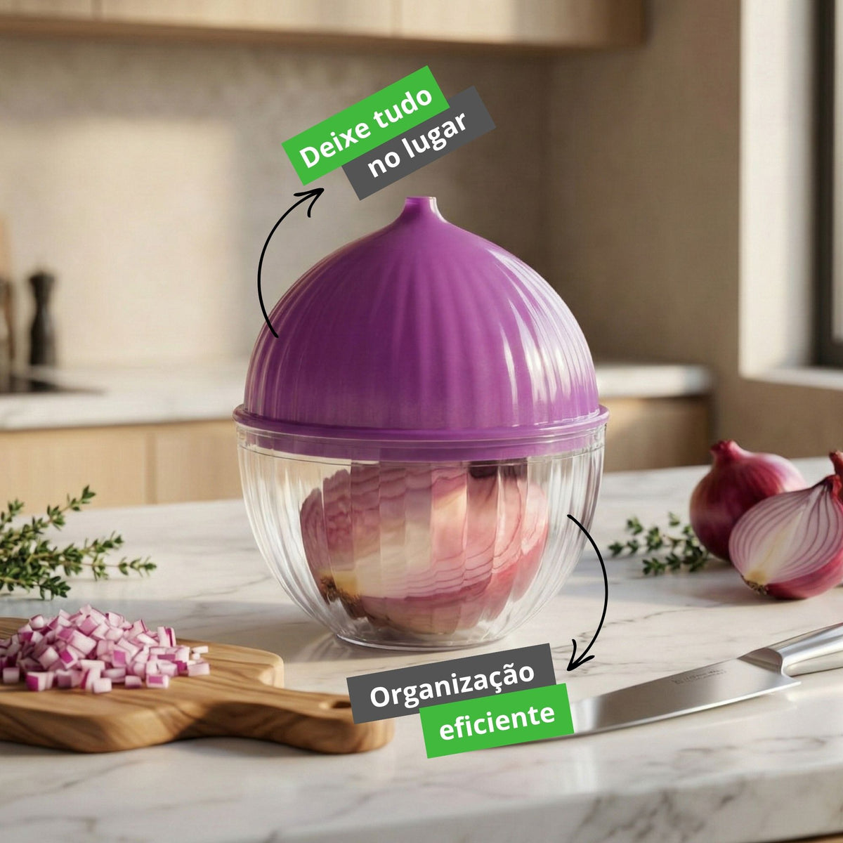 Porta Cebola com Tampa – Organizador para Geladeira e Cozinha, Conserva Alimentos sem Odor e Mais Frescos
