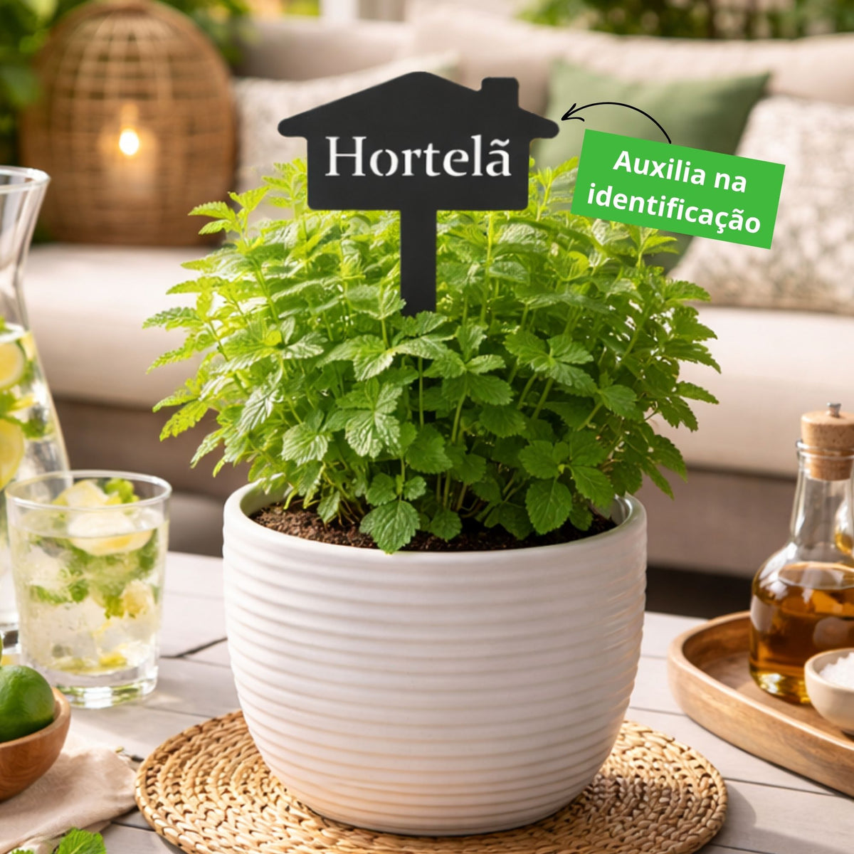 Plaquinha Identificadora para Plantas Hortelã – Marcador Decorativo para Horta, Vaso e Jardim em Aço