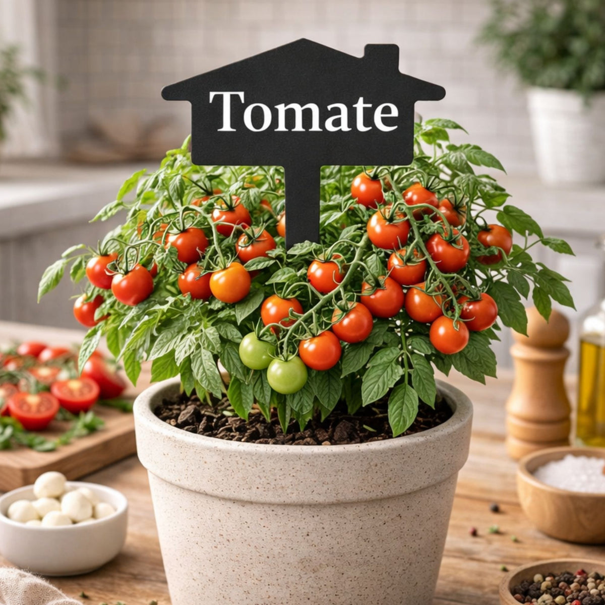 Plaquinha Identificadora para Plantas Tomate – Marcador Decorativo para Horta, Vaso e Jardim em Aço