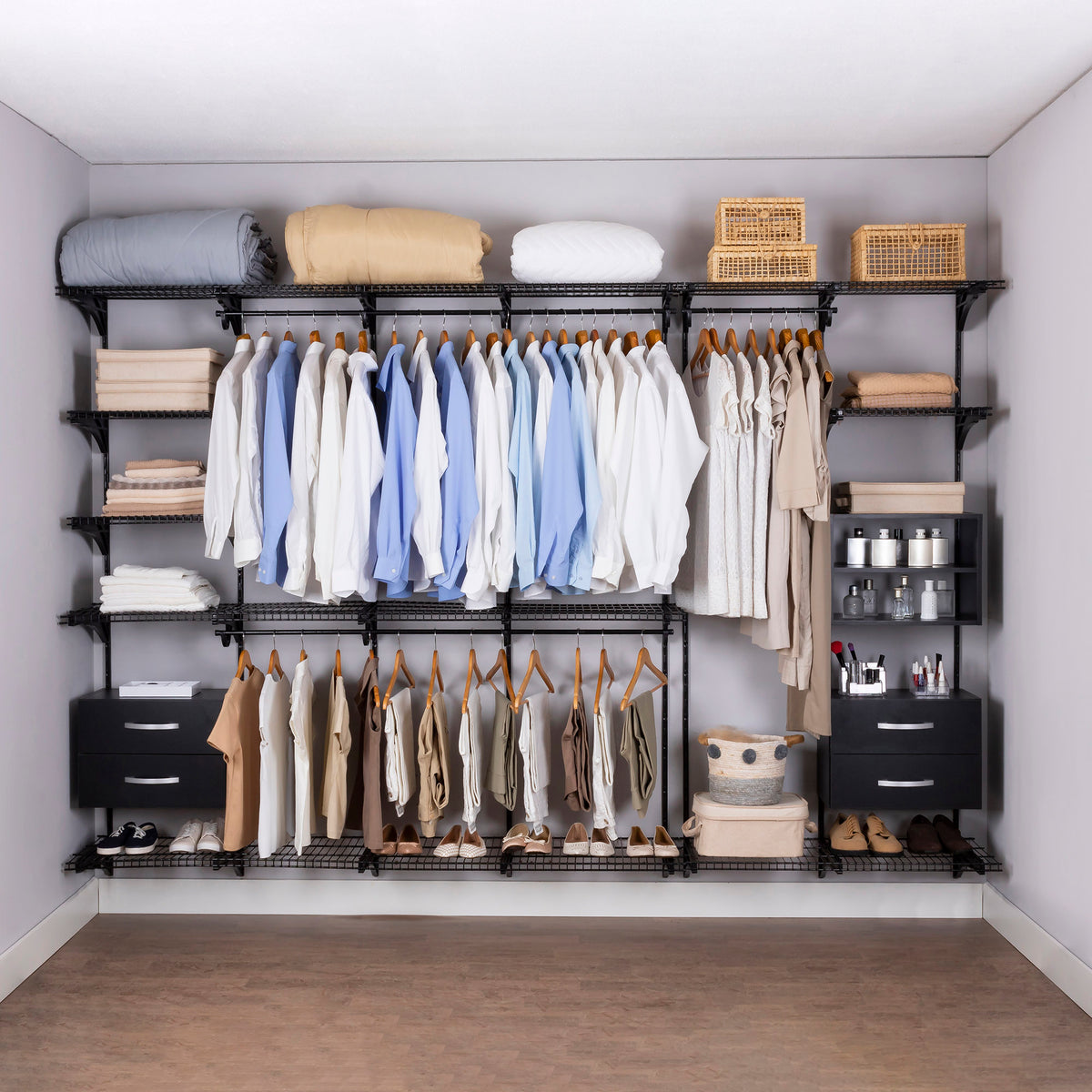 Armário Multiuso Closet Aberto Parede Casal Aramado kit 52