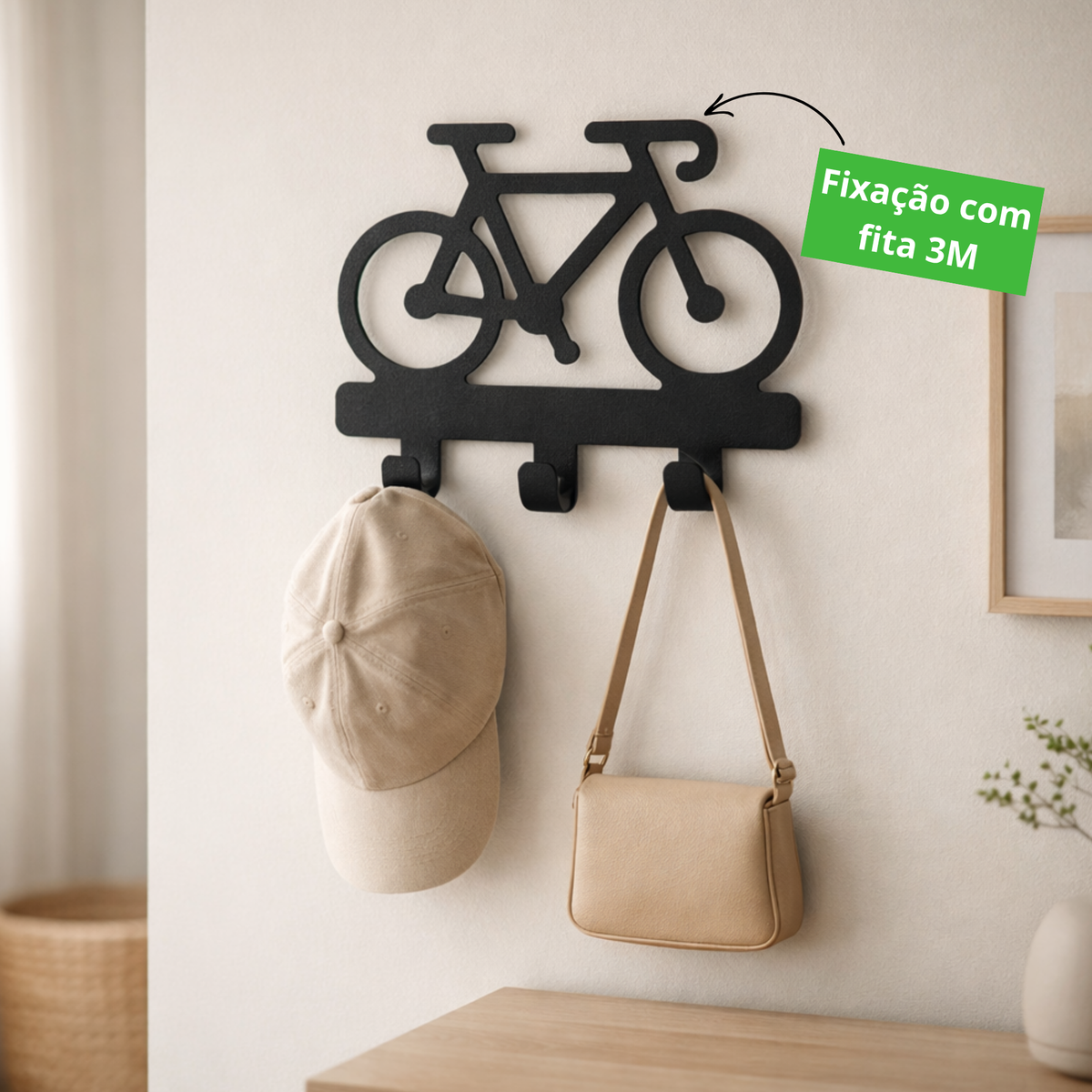 Gancho de Parede Bicicleta Fita Dupla Face 3M Porta Chaves Decorativo Bonés Chaves e Acessórios Aço