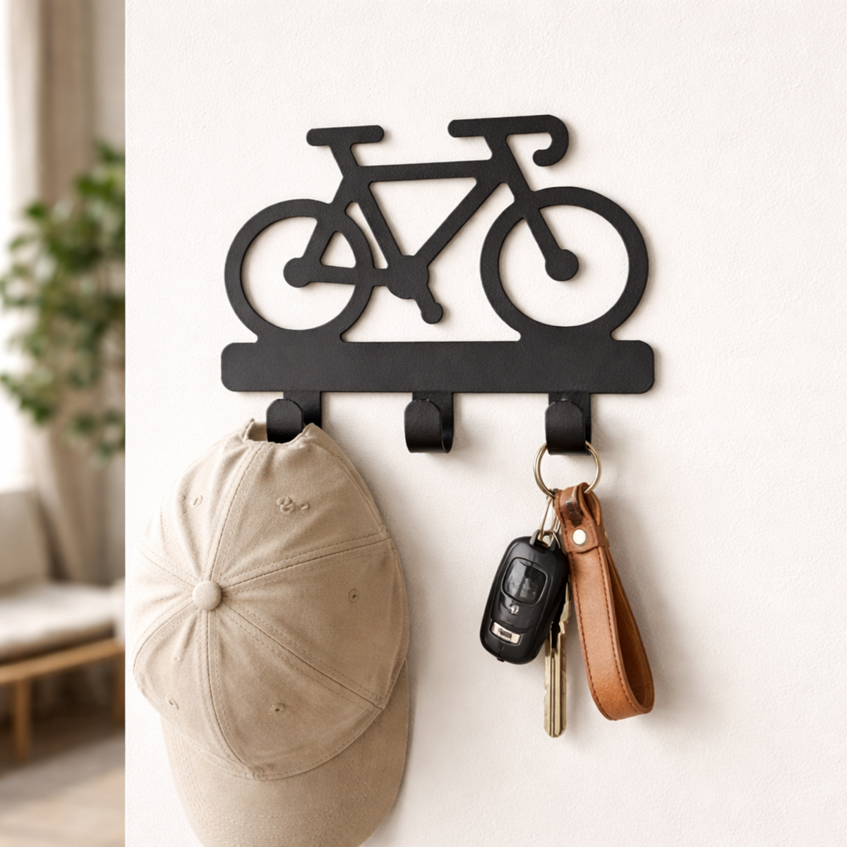 Gancho de Parede Bicicleta Fita Dupla Face 3M Porta Chaves Decorativo Bonés Chaves e Acessórios Aço