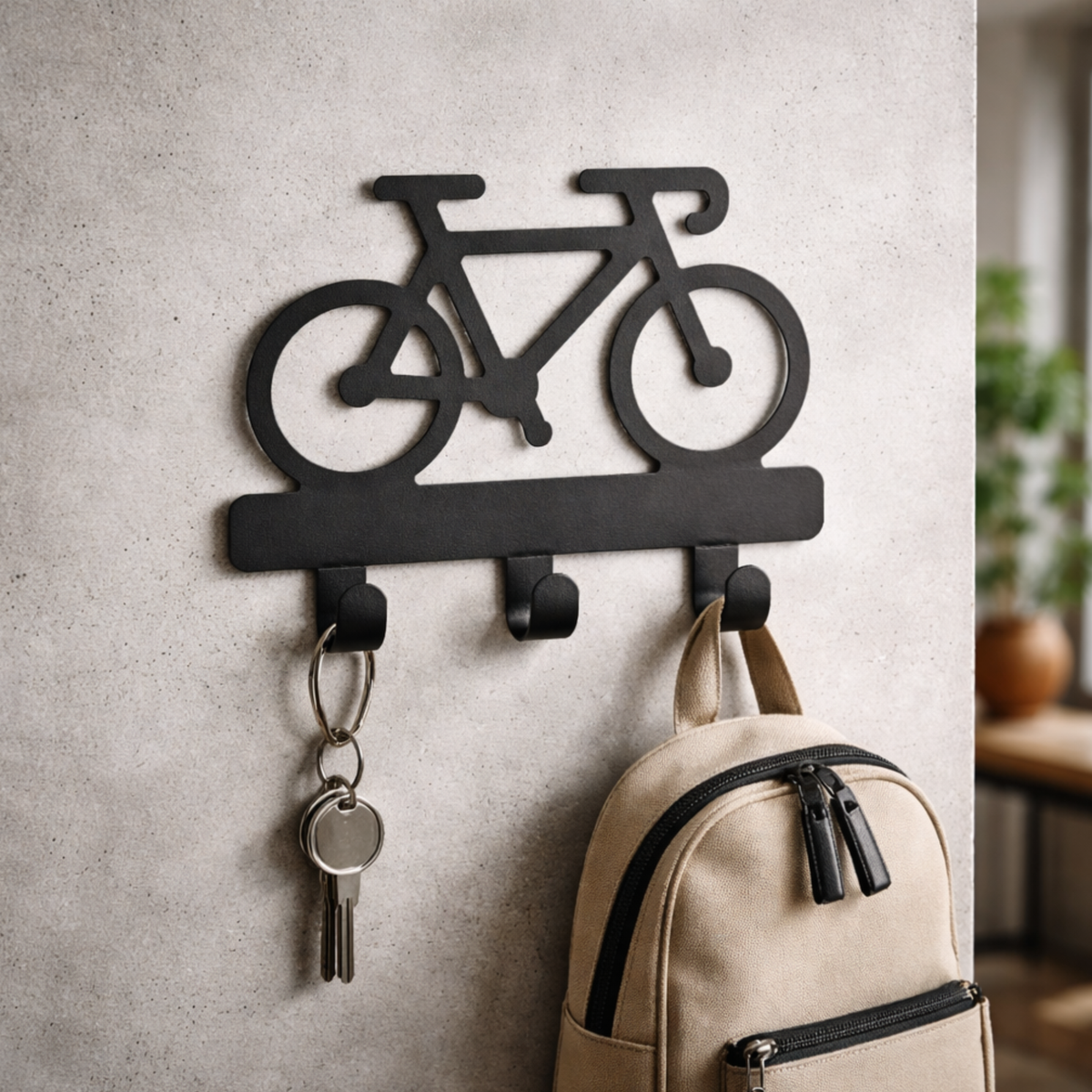 Gancho de Parede Bicicleta Fita Dupla Face 3M Porta Chaves Decorativo Bonés Chaves e Acessórios Aço