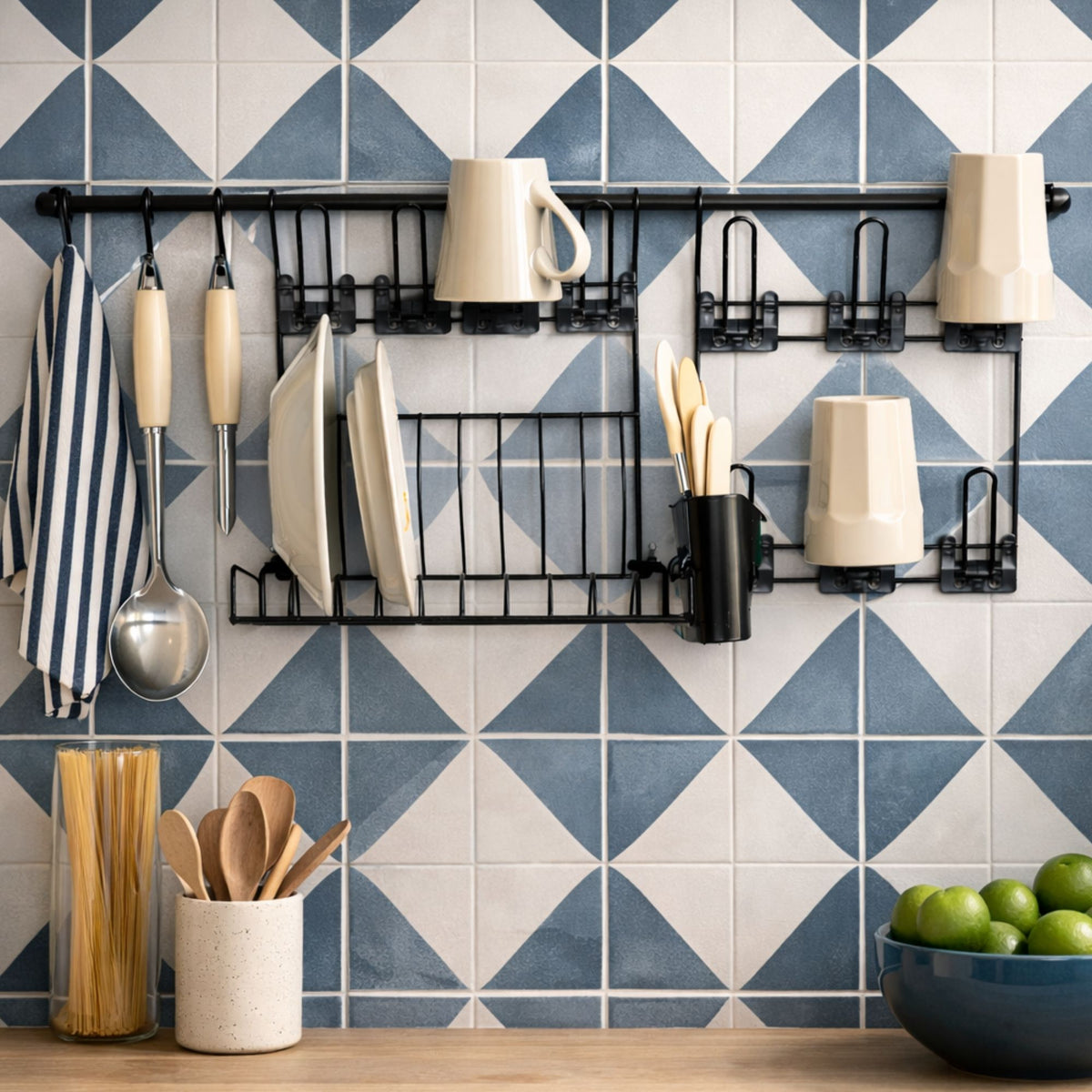 Cook Premium Organizador Aramado de Parede para Cozinha – Porta Temperos e Utensílios Kit 4