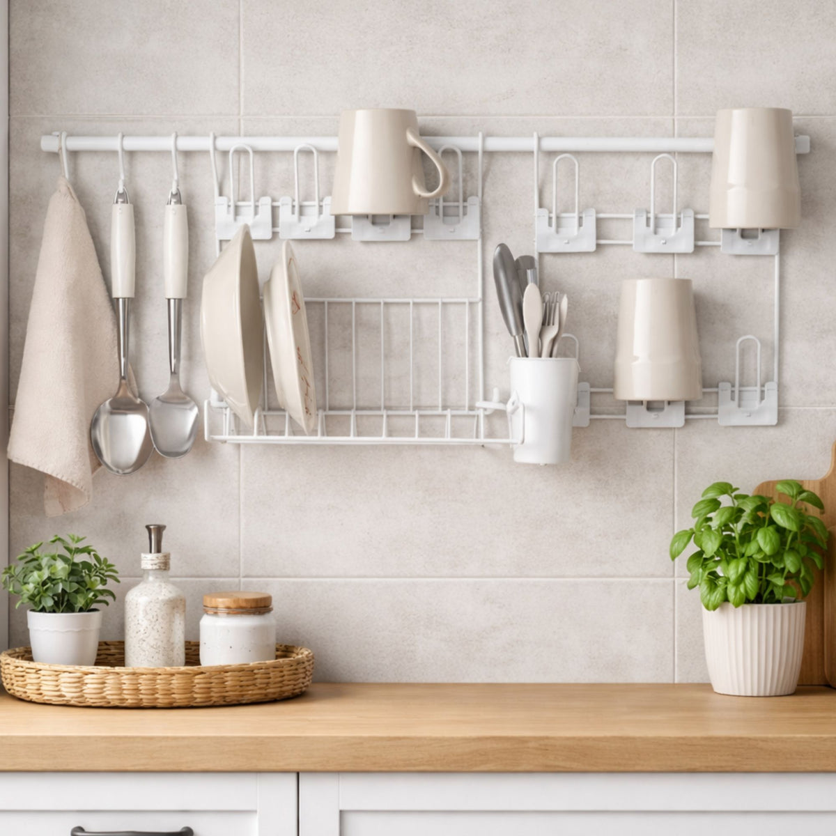 Cook Premium Organizador Aramado de Parede para Cozinha – Porta Temperos e Utensílios Kit 4
