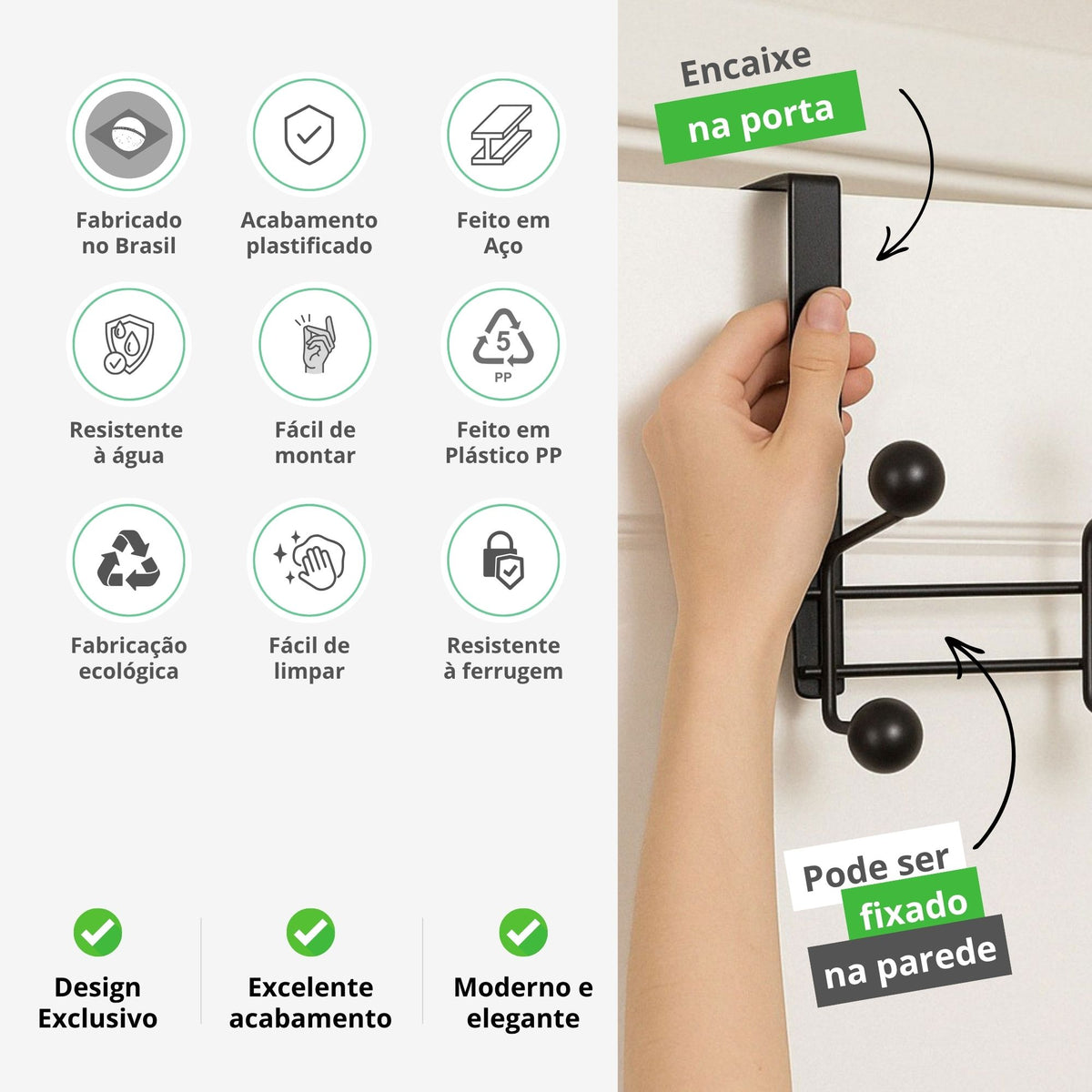 Organizador para Porta e Parede com 10 Ganchos Suporte Aramado