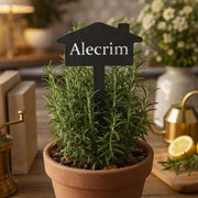 Plaquinha Identificadora para Plantas Alecrim – Marcador Decorativo para Horta, Vaso e Jardim em Aço