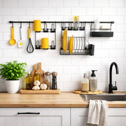 Escorredor de Louça de Parede com Porta Copos, Ganchos e Porta Detergente – Kit Cozinha Suspensa Kit 6