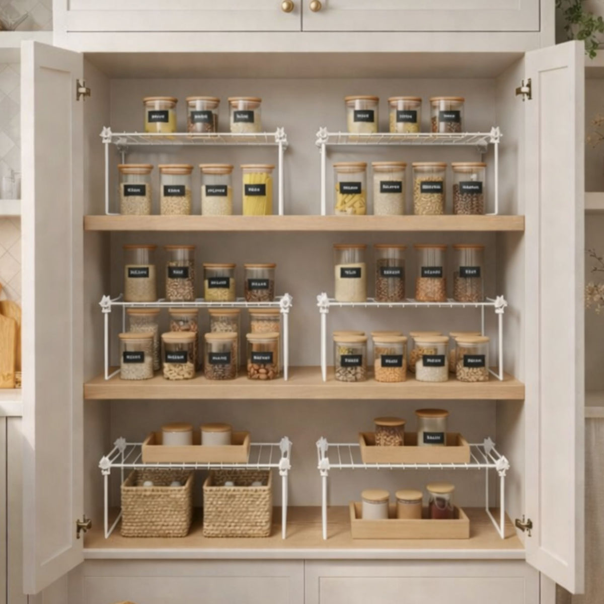 Kit 6 Organizadores de Armário Multiuso Aço Aramado – Prateleira para Cozinha e Louças