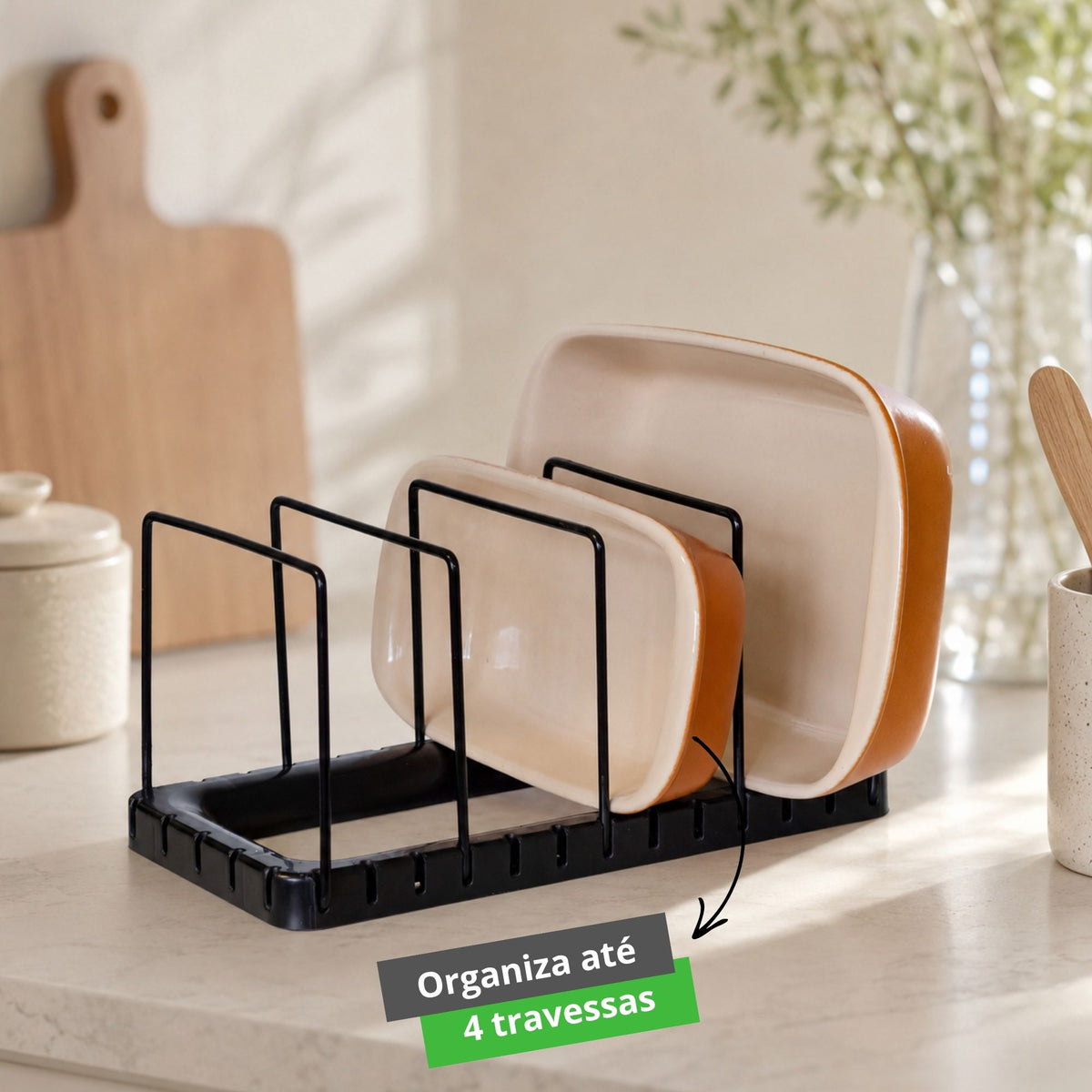 Organizador de Armário de Cozinha Porta Formas e Travessas