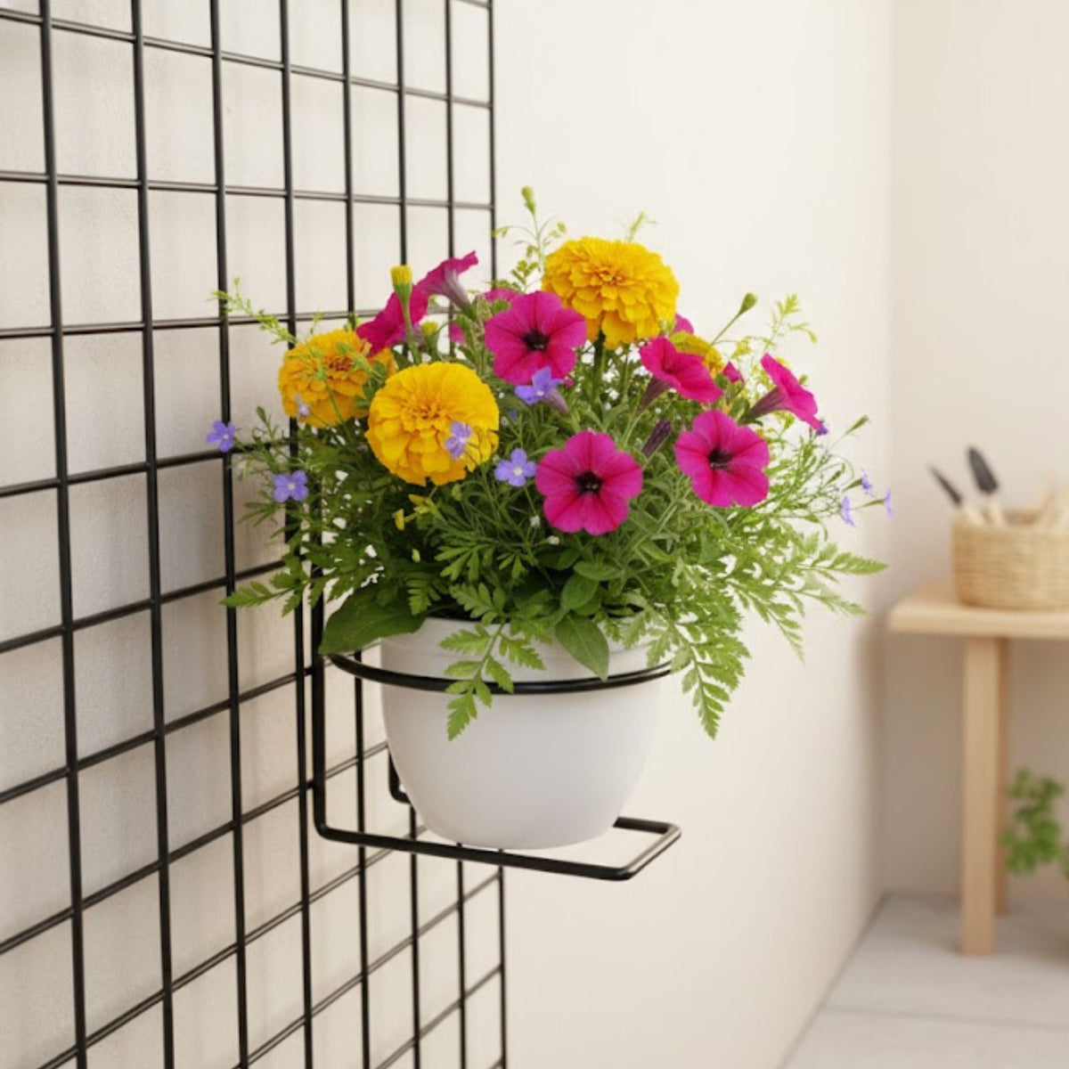 Suporte para Vaso Redondo 14cm em Aço Aramado – Base Decorativa para Plantas e Jardim Vertical