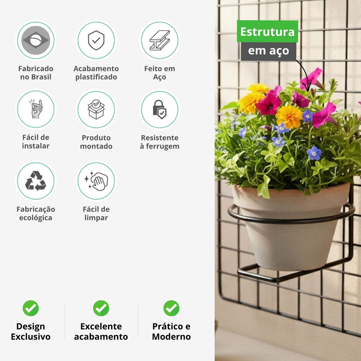 Suporte para Vaso Redondo 14cm em Aço Aramado – Base Decorativa para Plantas e Jardim Vertical