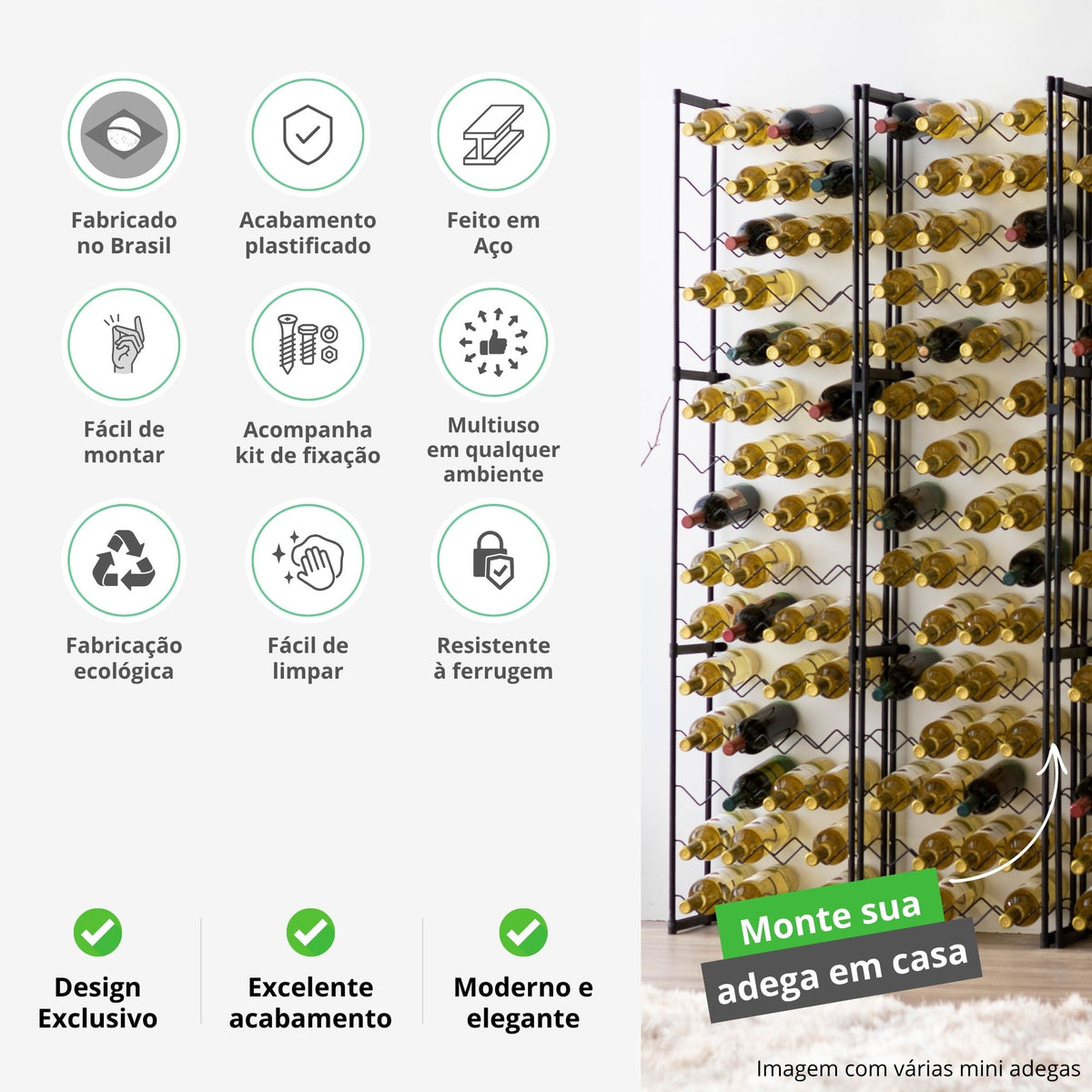 Mini Adega Aramado Metaltru Para 20 Garrafas De Vinho