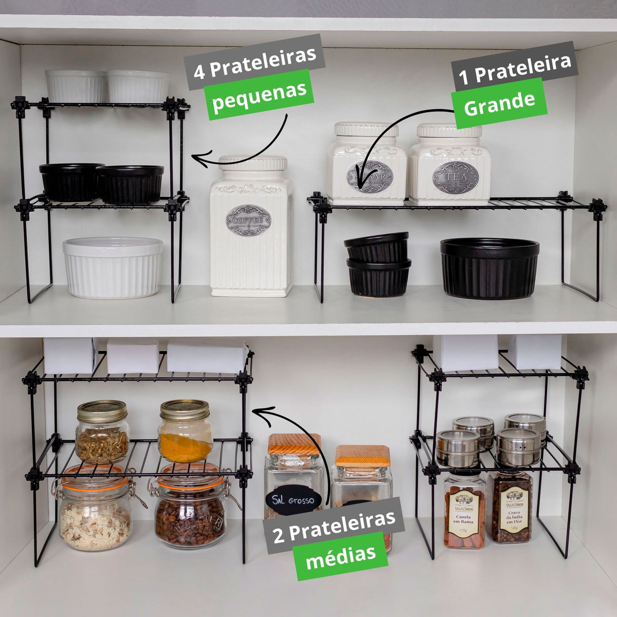 Organizador De Armário Prateleira Aramado Suporte Kit 7un