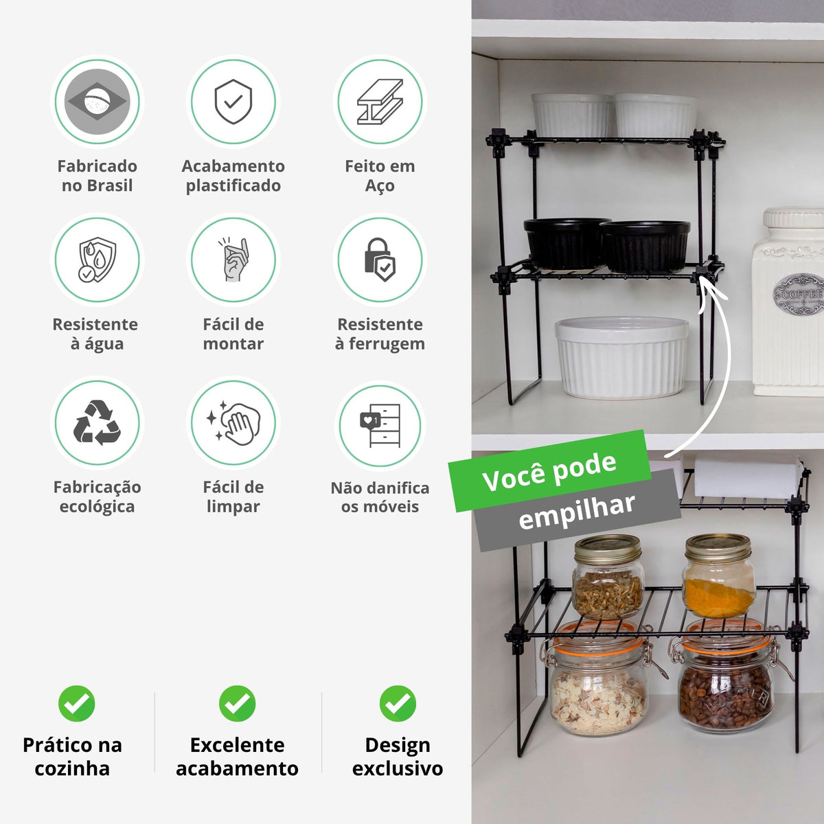 Organizador De Armário Prateleira Aramado Suporte Kit 7un