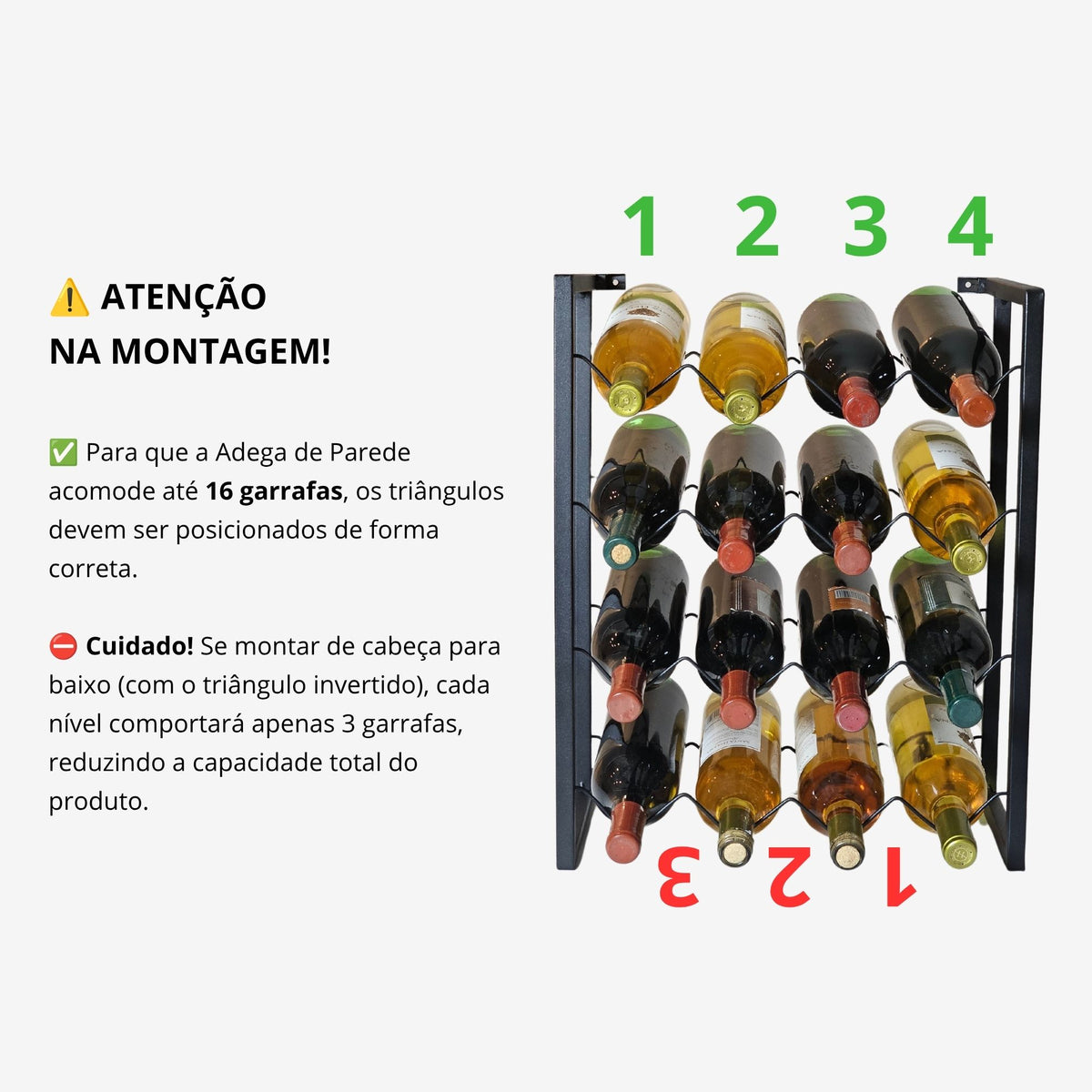 Mini Adega de Parede Aço Metalon 16 Garrafas