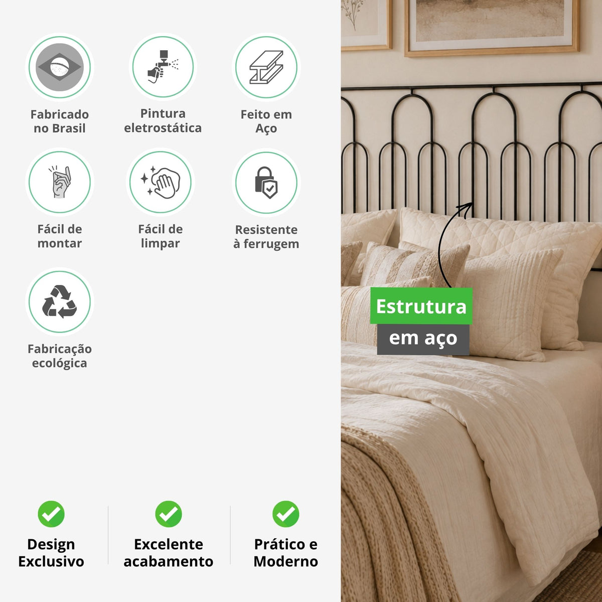 Cabeceira de Cama Casal Aramado 140cm Curitiba