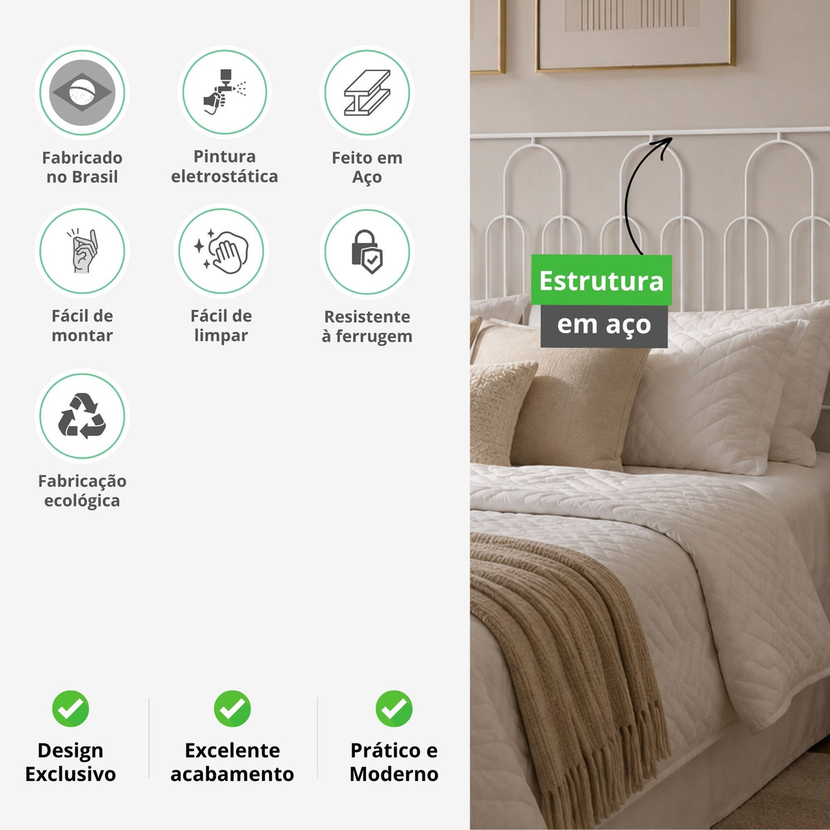 Cabeceira de Cama Casal Aramado 140cm Curitiba