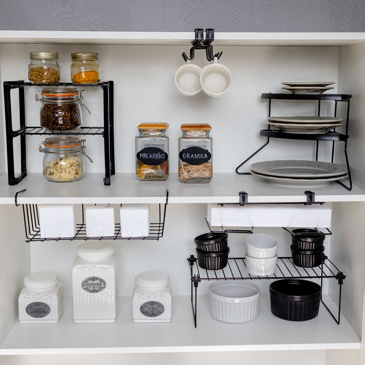 Organizador de Armário de Cozinha kit com 6 Suportes Aramado