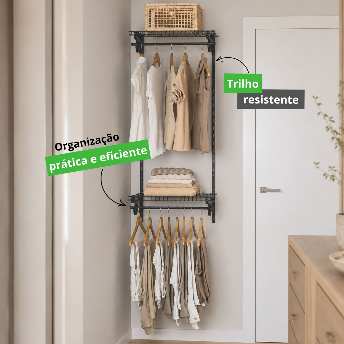 Armário Multiuso Pequeno Closet Aberto Parede Aramado kit 6