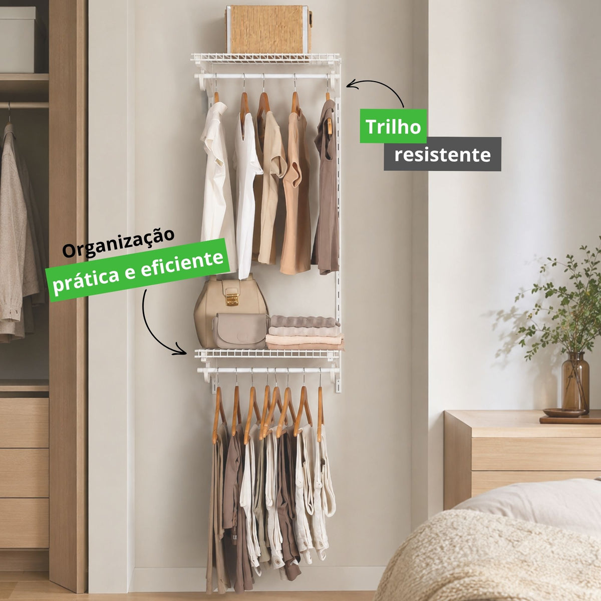 Armário Multiuso Pequeno Closet Aberto Parede Aramado kit 6