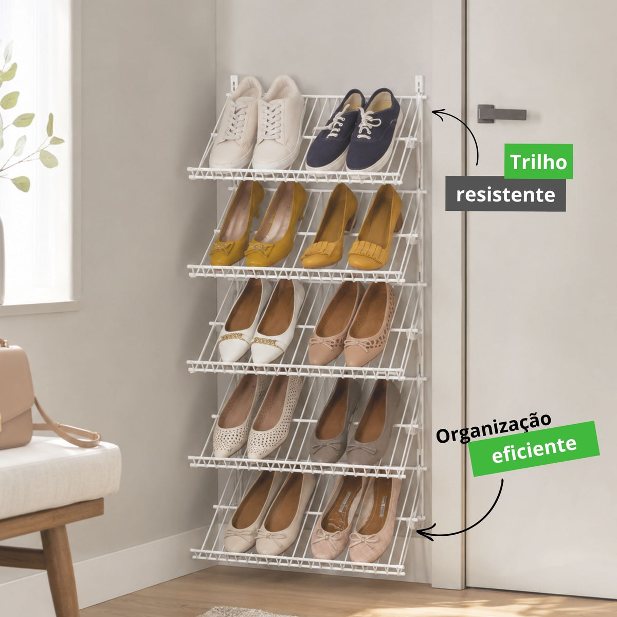 Sapateira Vertical Parede Armário Aramado Closet kit 2