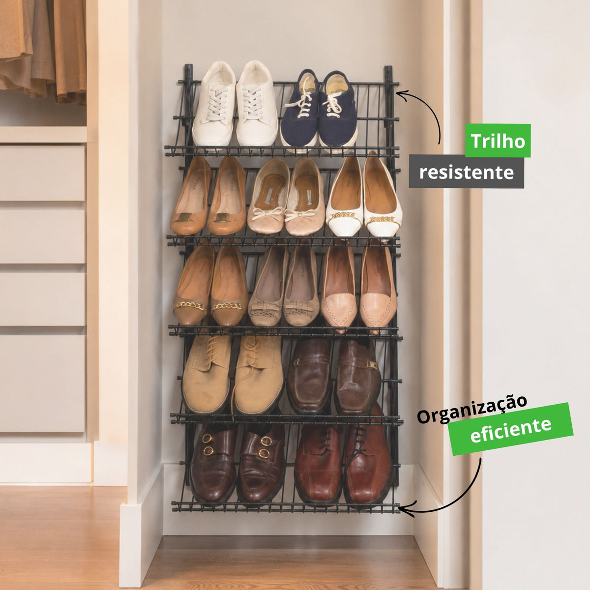 Sapateira Vertical Parede Armário Aramado Closet kit 2
