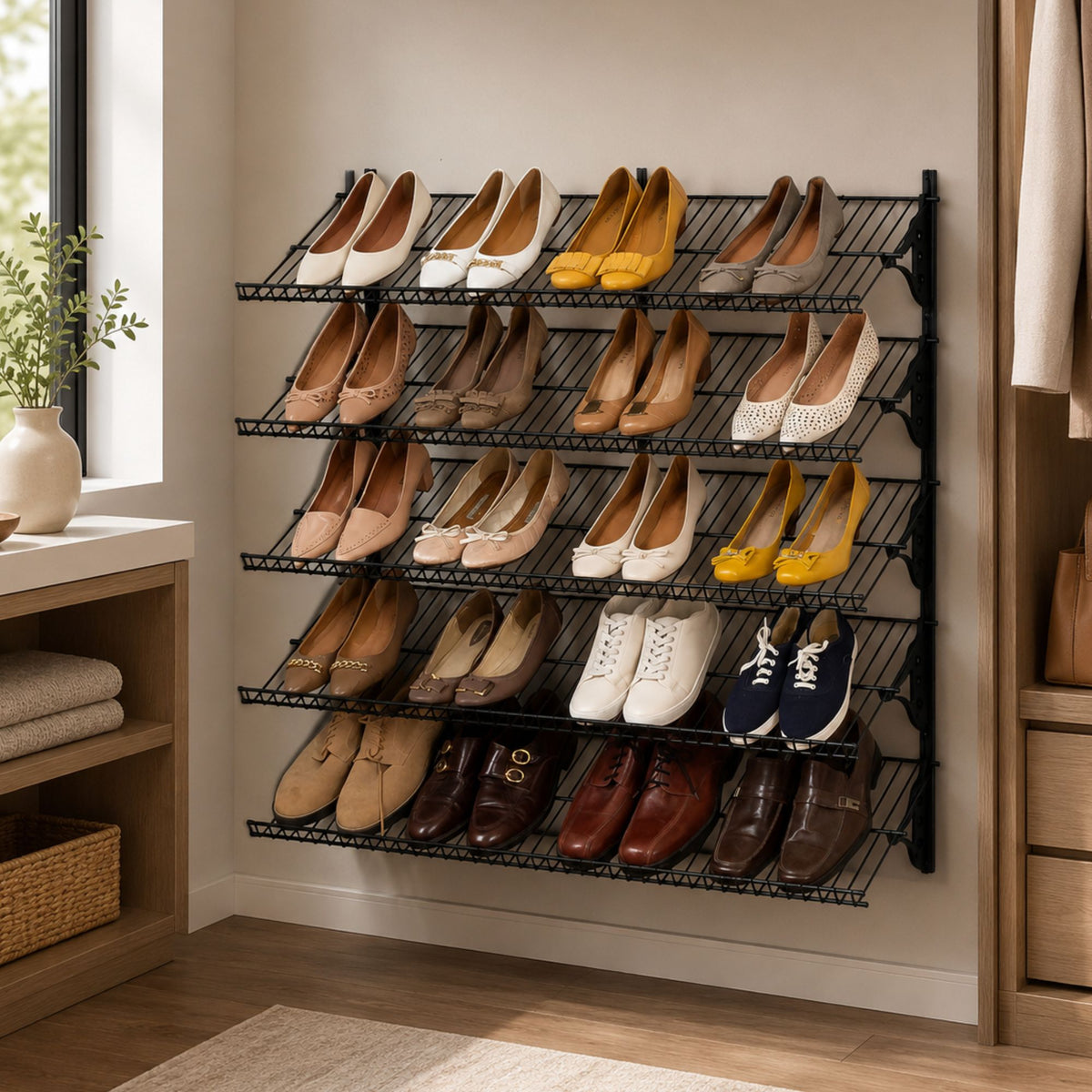 Sapateira Vertical Parede Armário Aramado Closet Aberto KIT 3