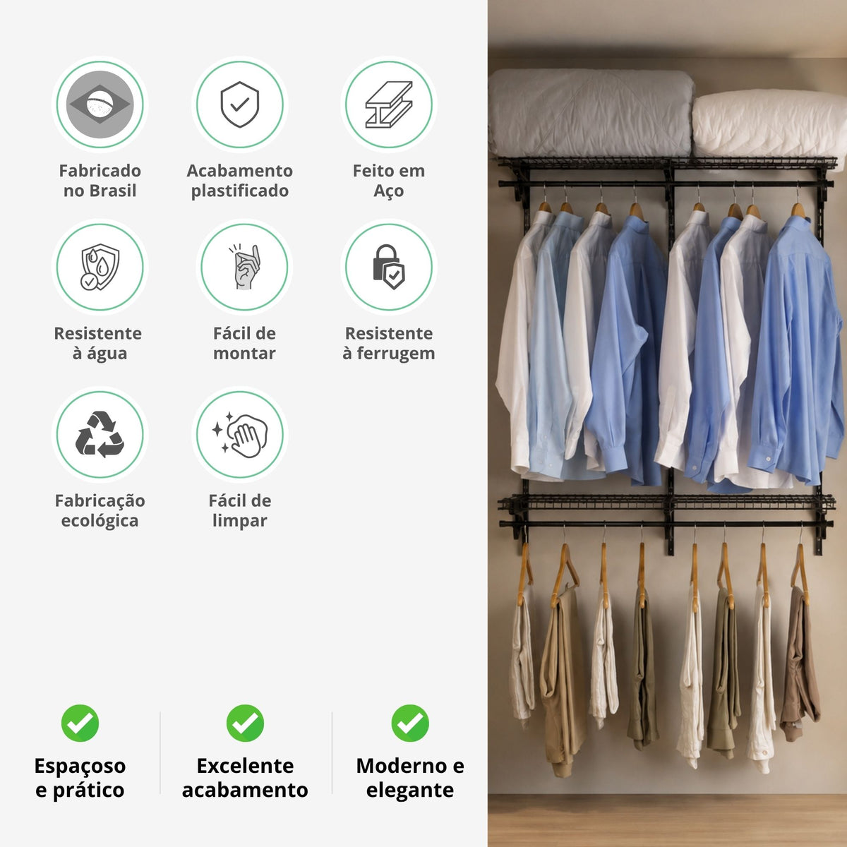 Armário aramado kit 7 - Closet ou quarto
