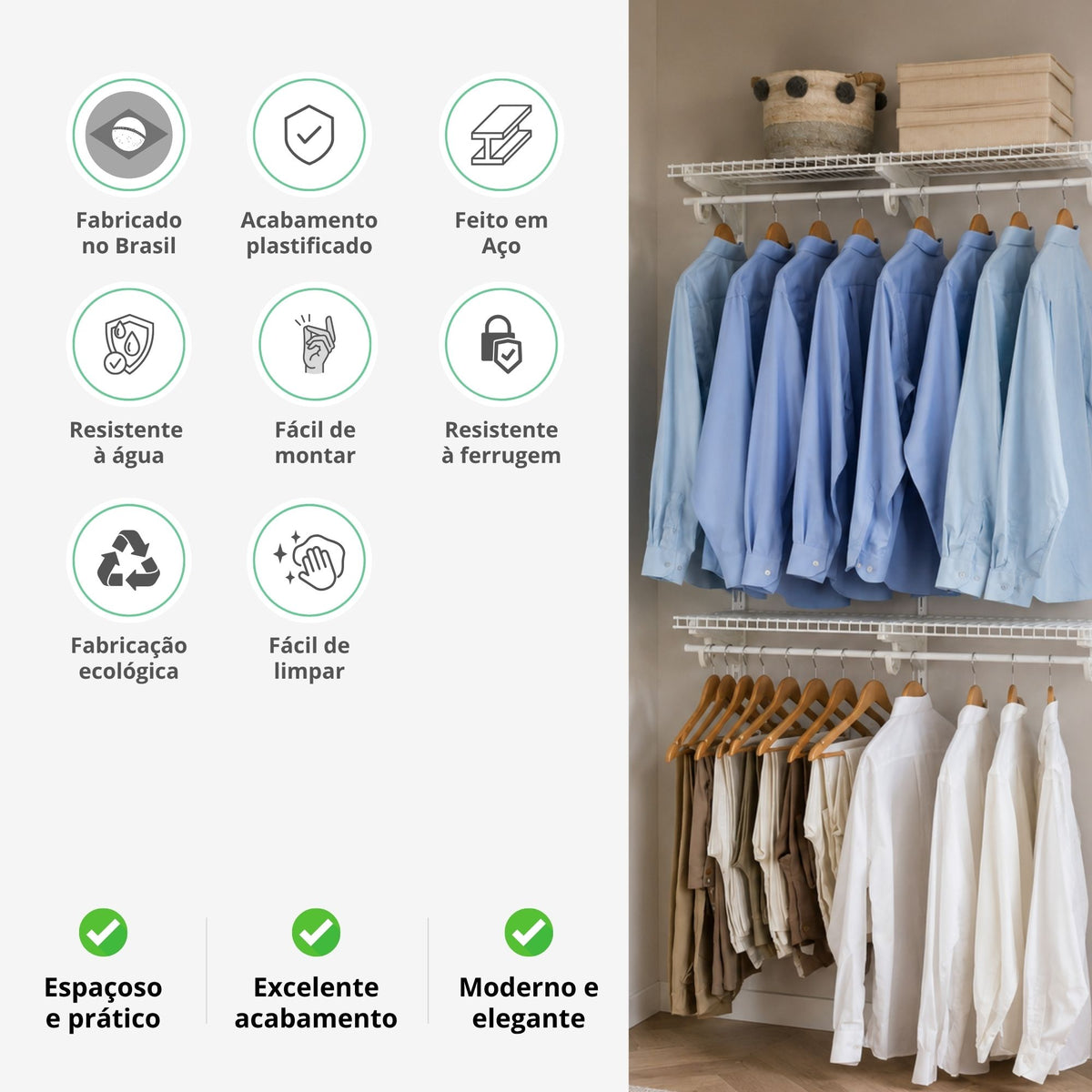 Armário aramado kit 7 - Closet ou quarto