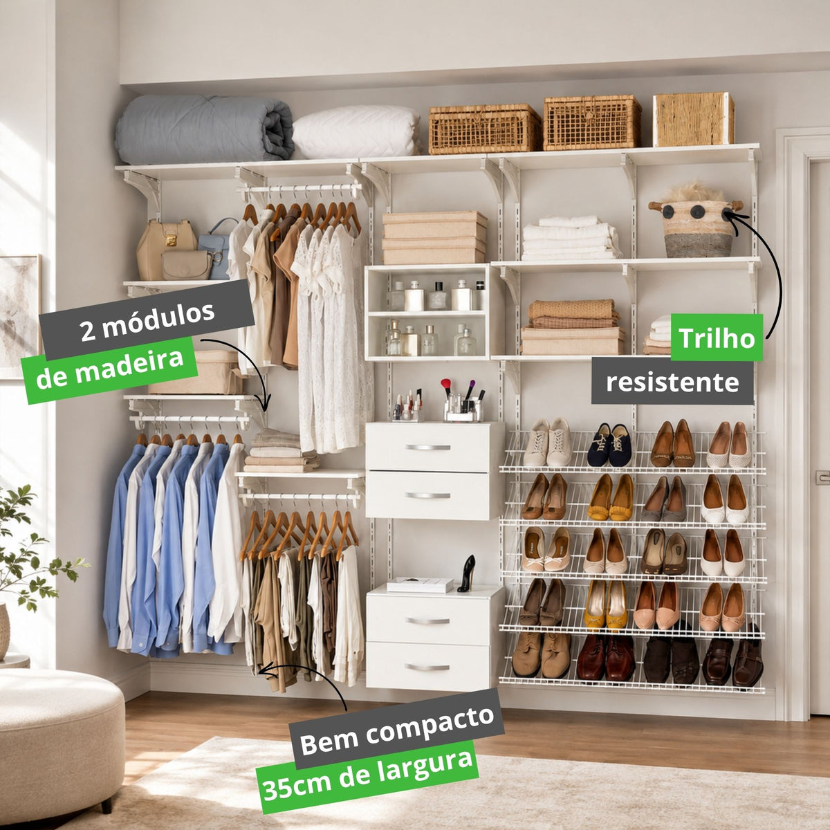 Armário aramado kit 23 - Closet ou quarto