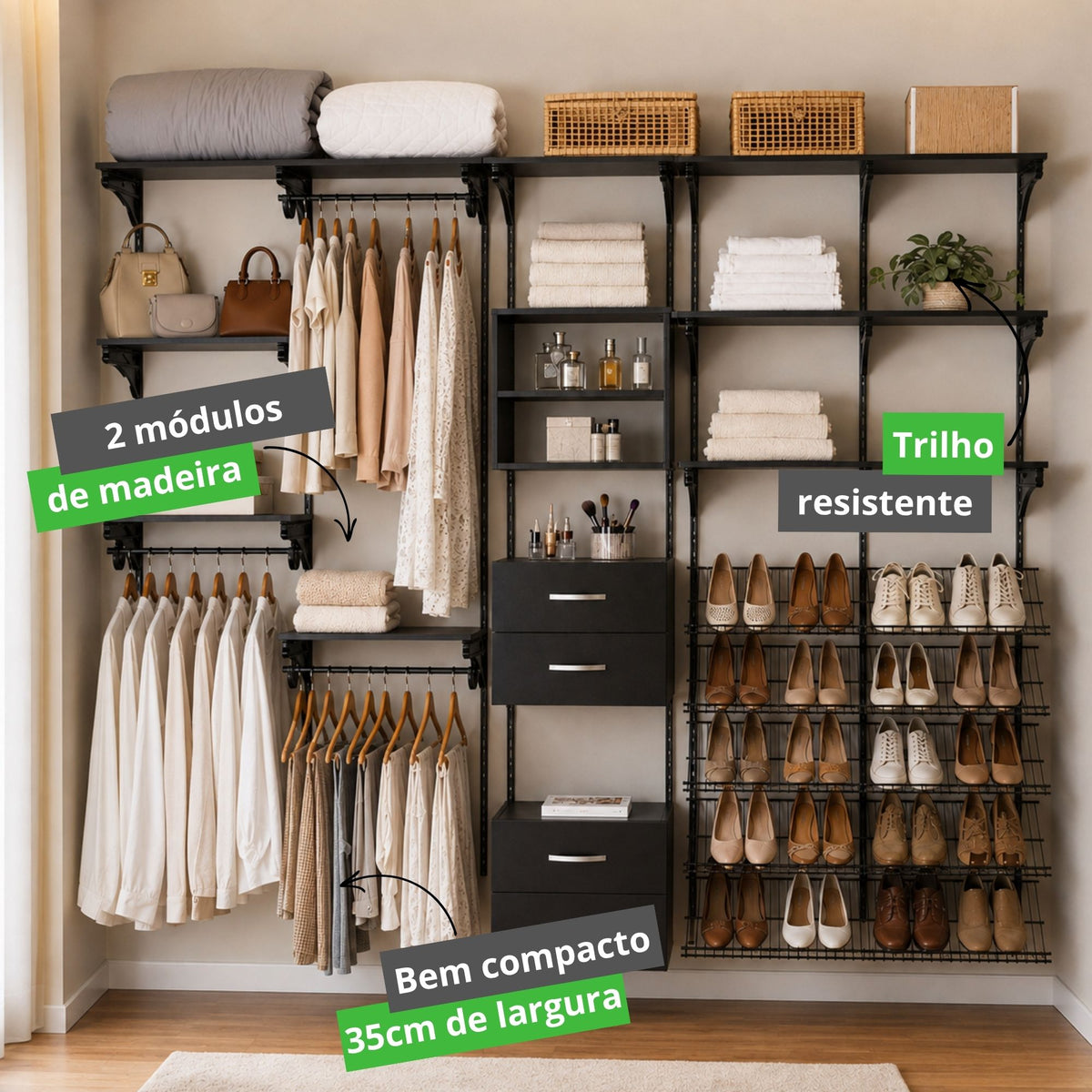 Armário aramado kit 23 - Closet ou quarto
