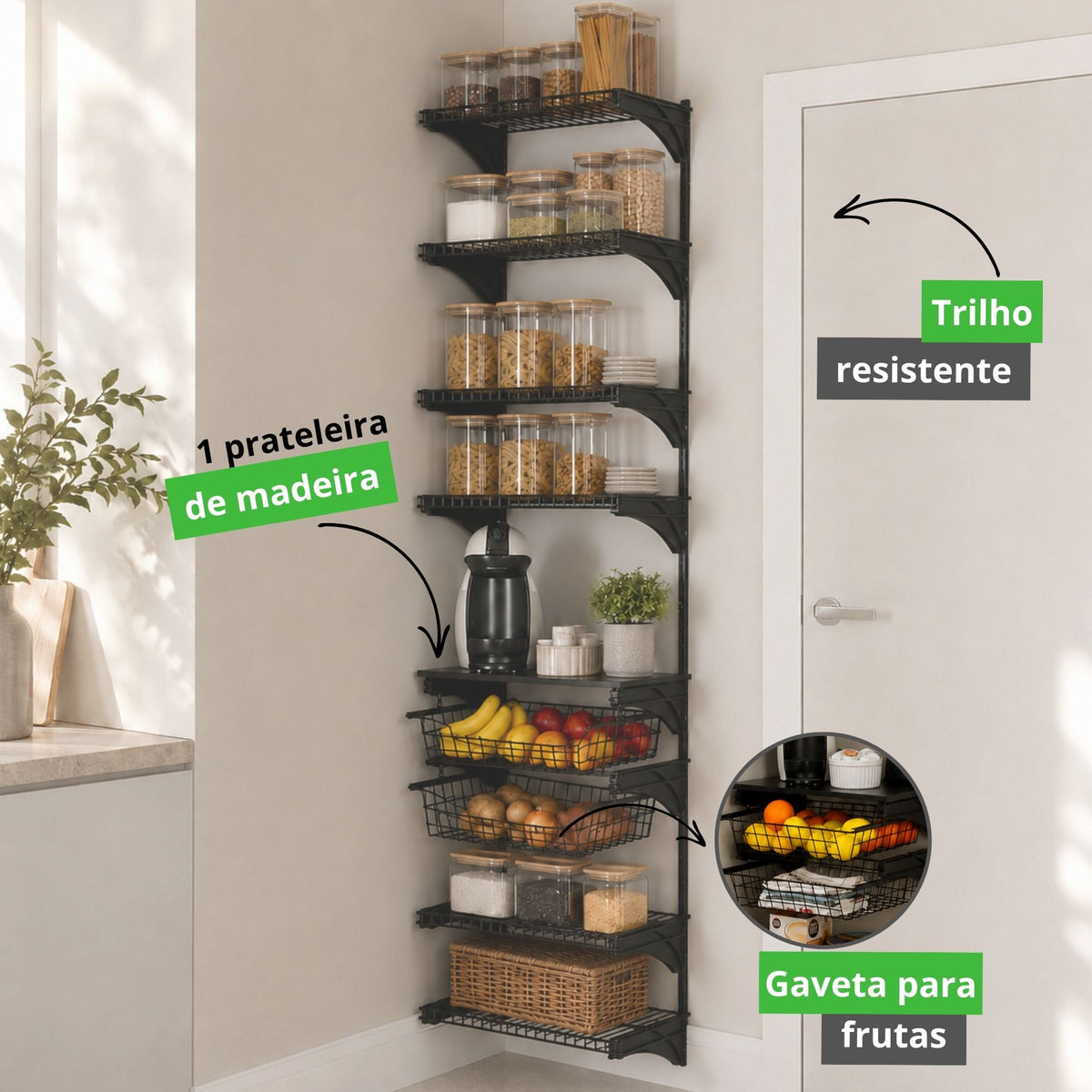 Armário Multiuso Aberto Parede Prateleira Aramado kit 38