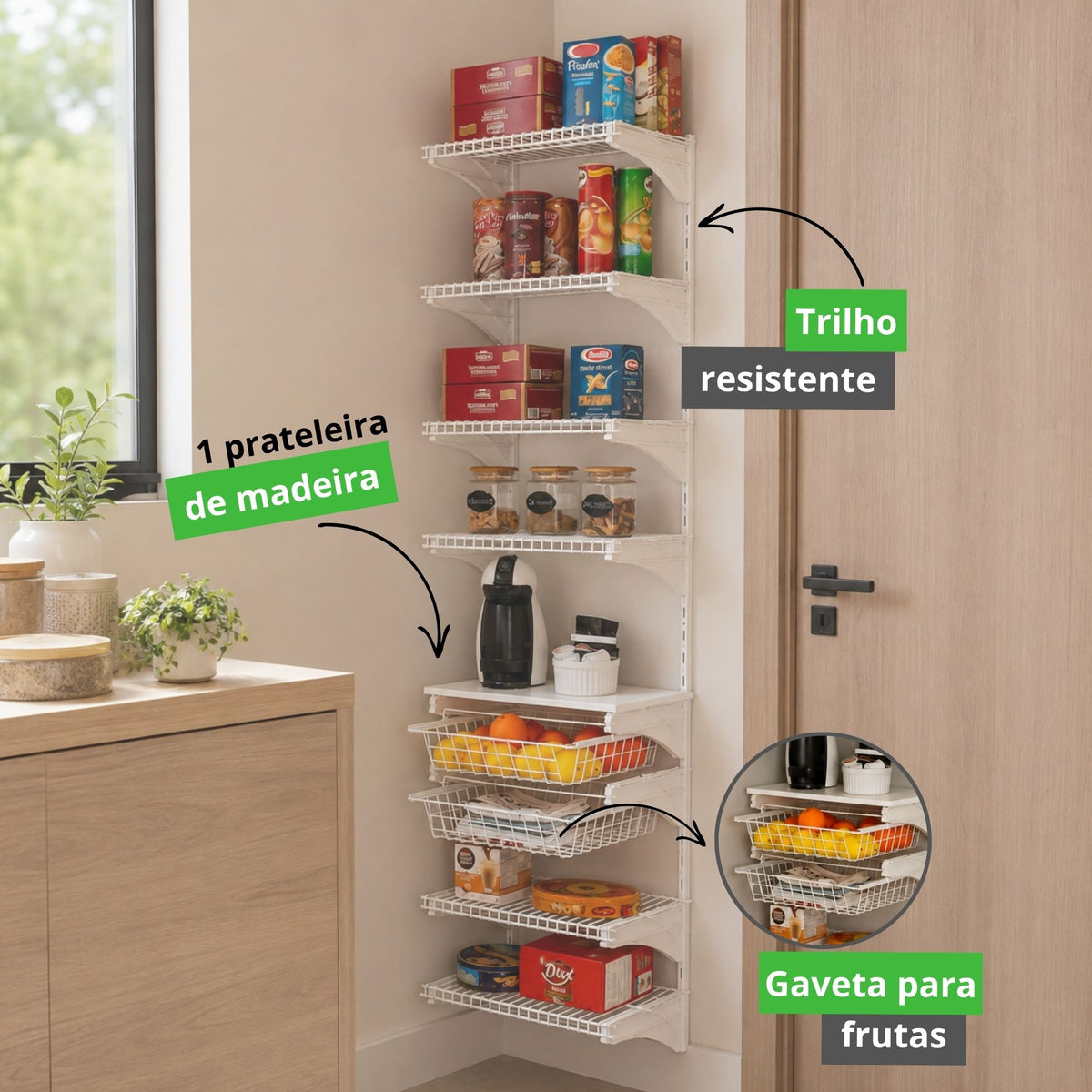 Armário Multiuso Aberto Parede Prateleira Aramado kit 38