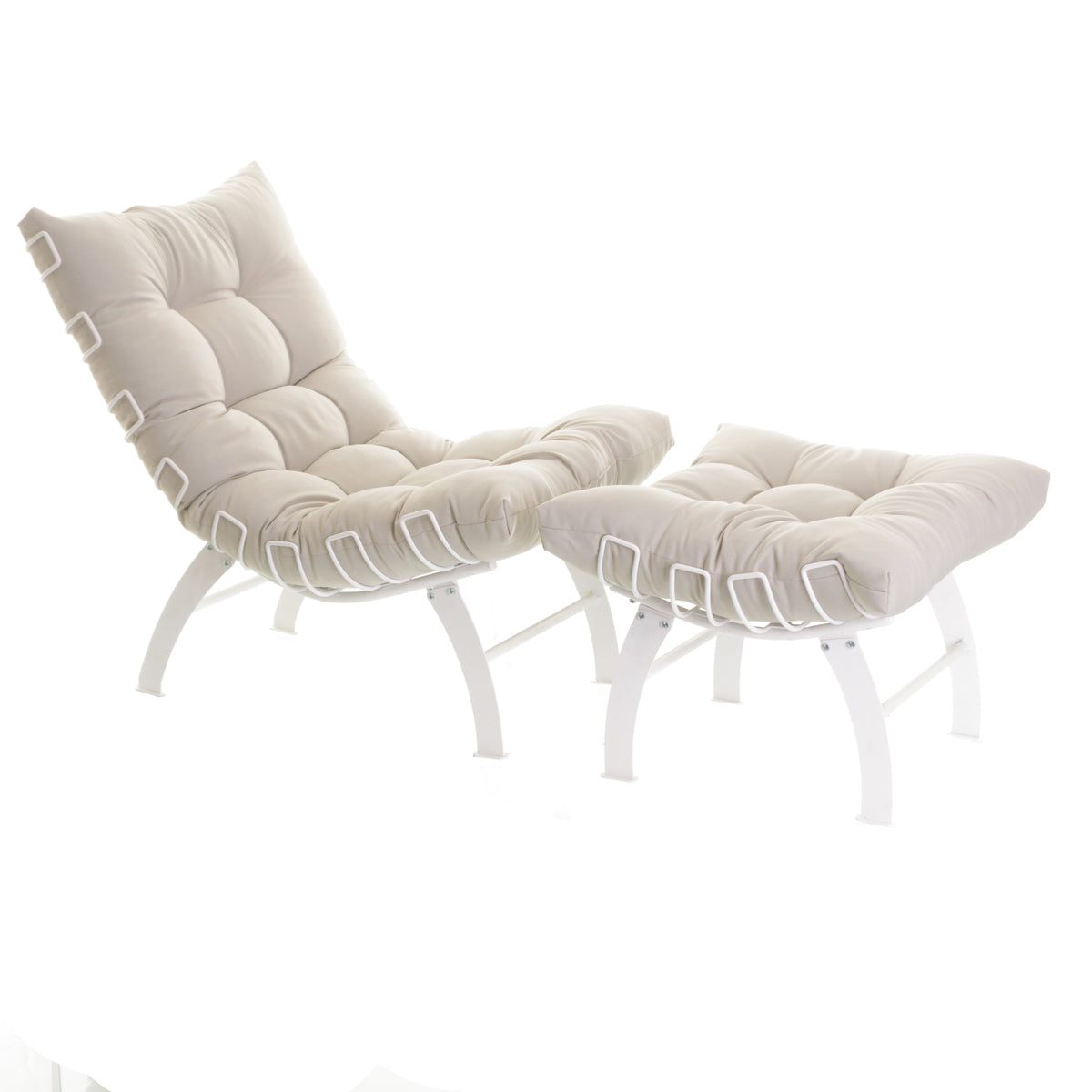 Poltrona Com Puff Decorativo Aramado Comfort