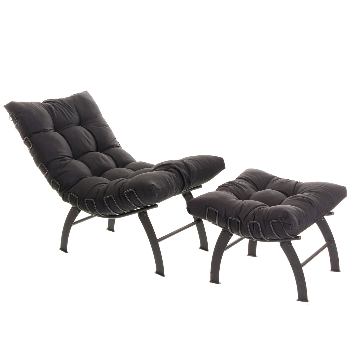 Poltrona Com Puff Decorativo Aramado Comfort