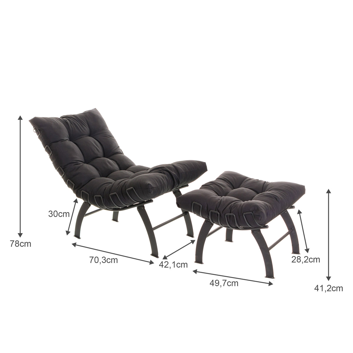 Poltrona Com Puff Decorativo Aramado Comfort