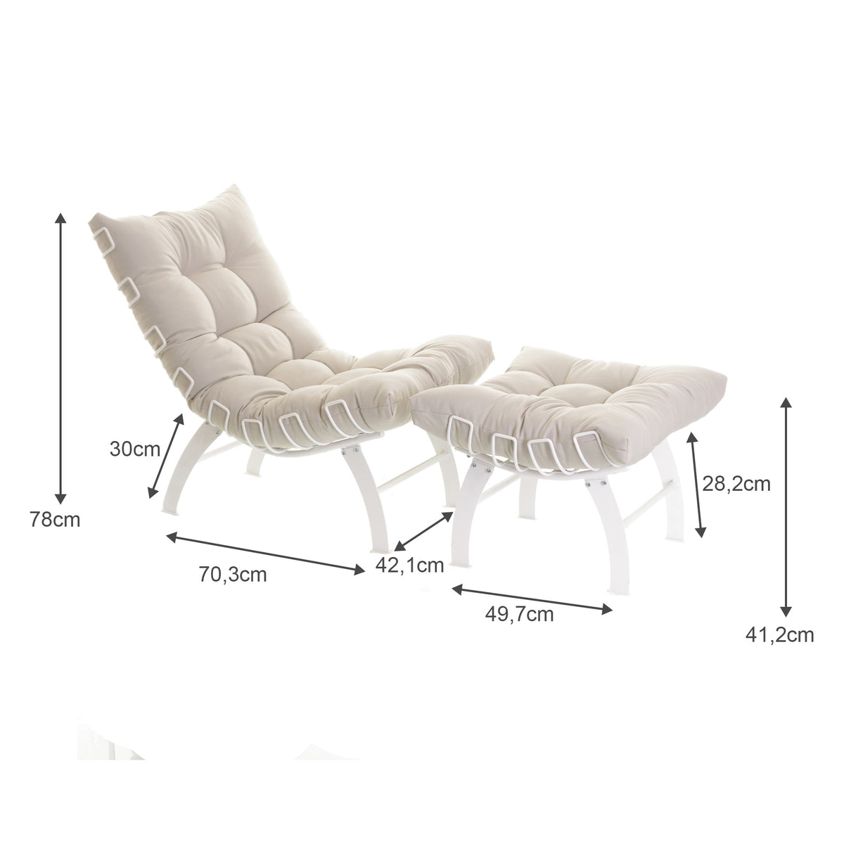 Poltrona Com Puff Decorativo Aramado Comfort