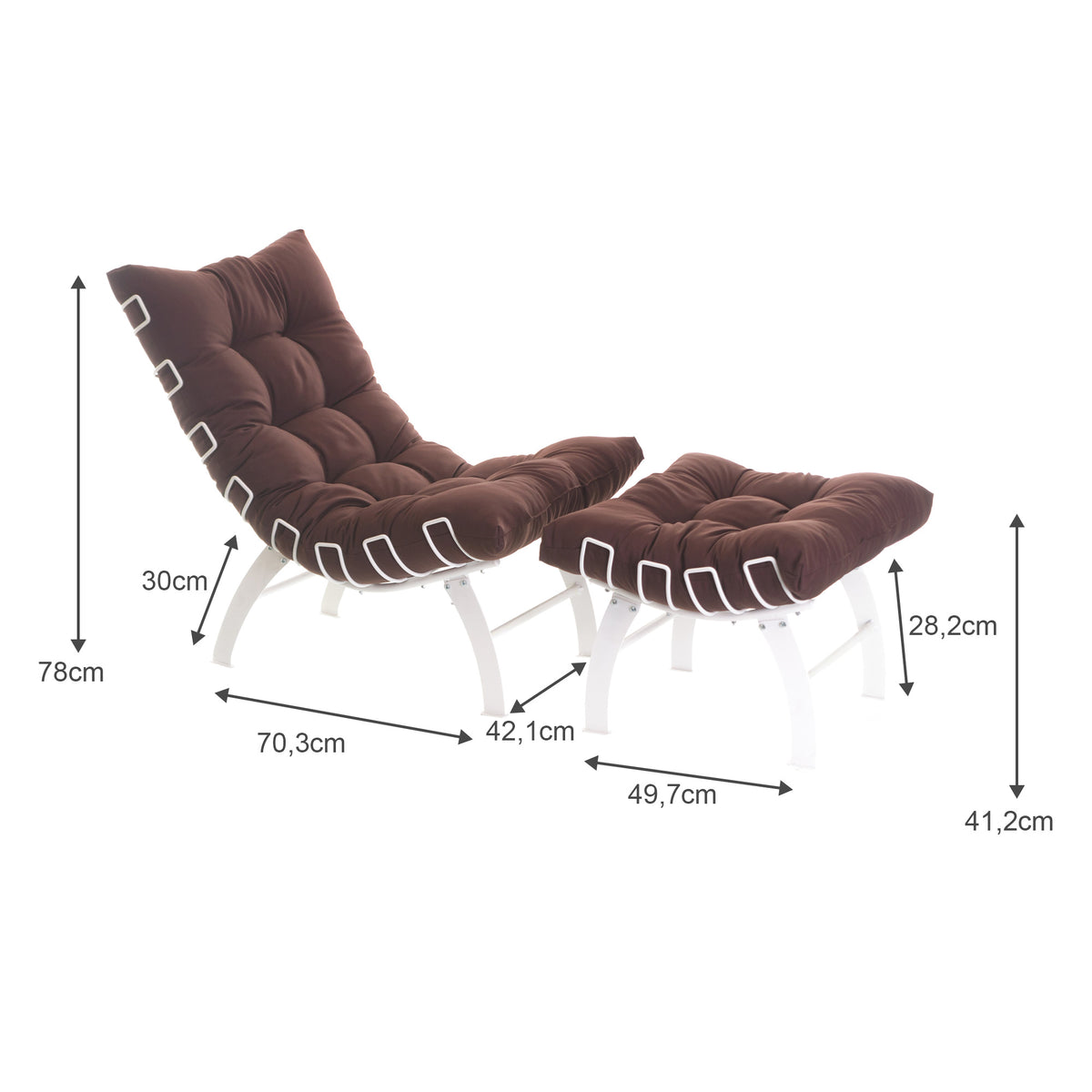 Poltrona Com Puff Decorativo Aramado Comfort