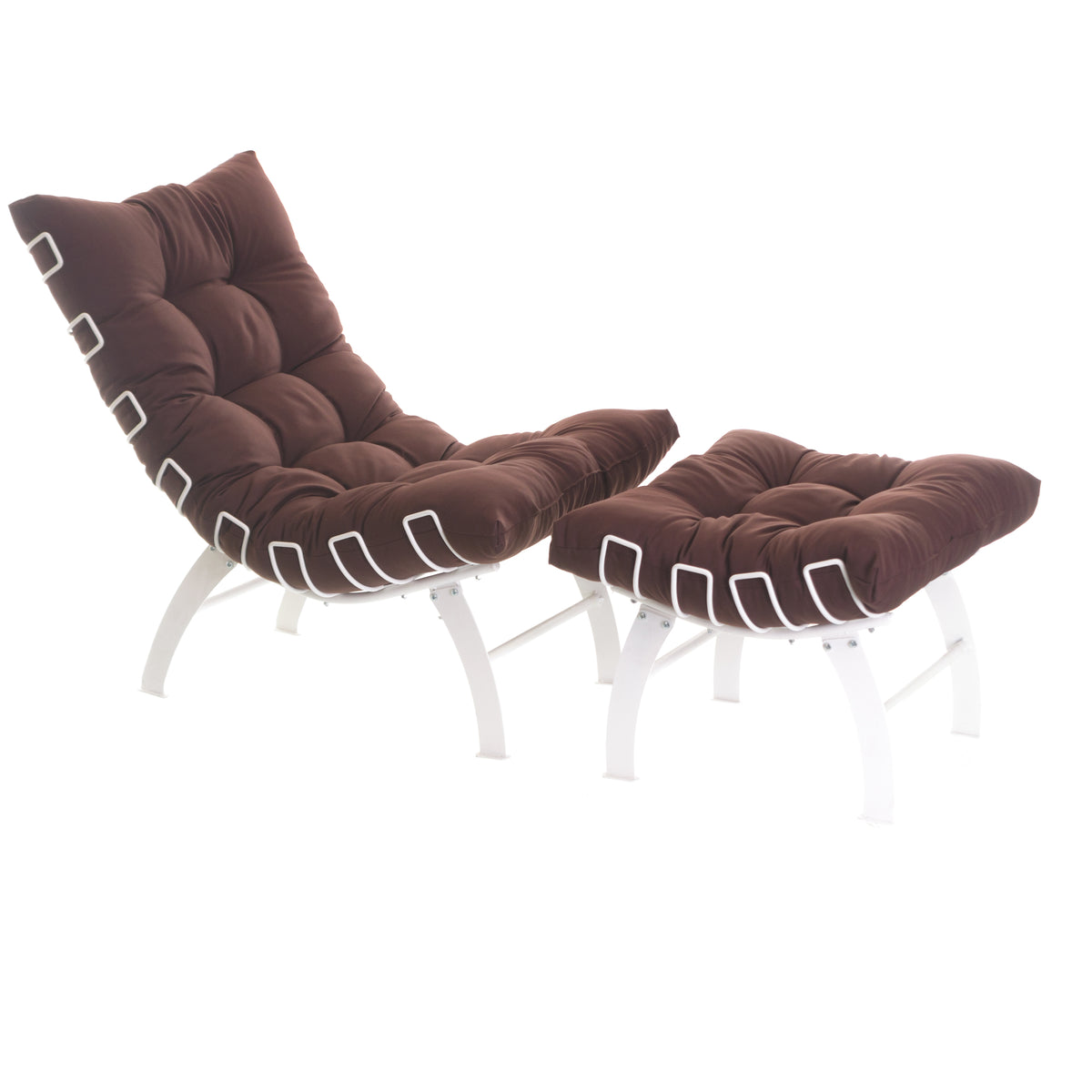 Poltrona Com Puff Decorativo Aramado Comfort