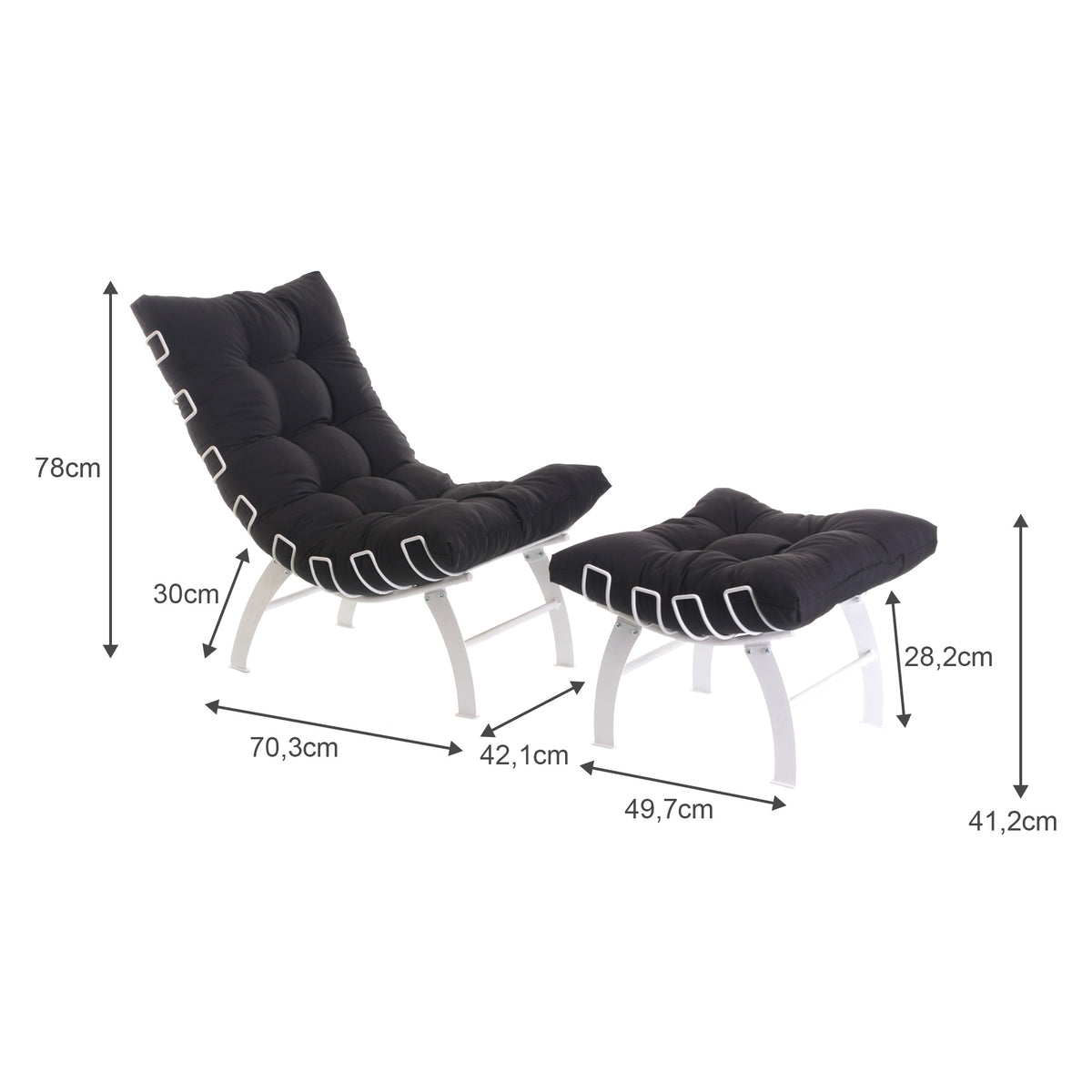 Poltrona Com Puff Decorativo Aramado Comfort