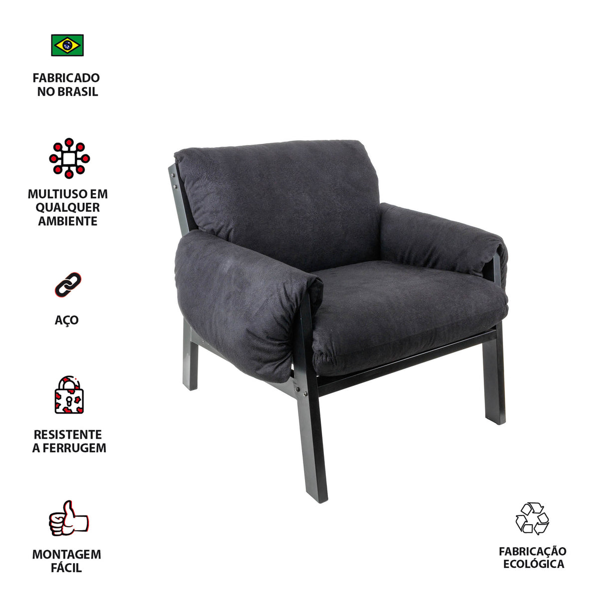 Poltrona Decorativa Reforçada Design Luxo Consultório Nona