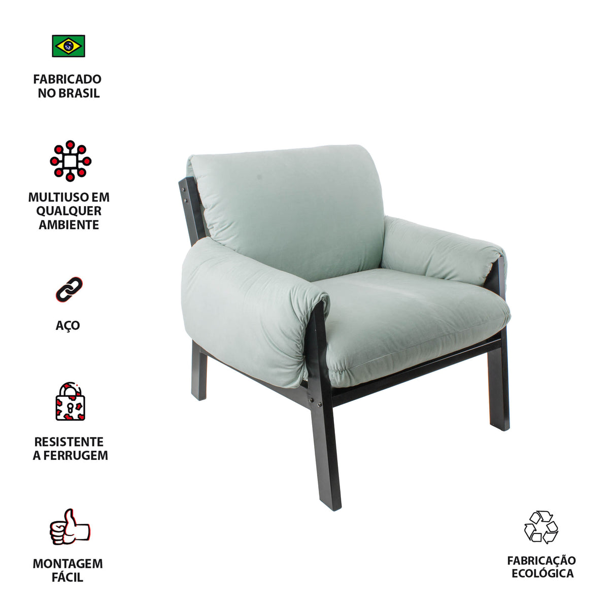 Poltrona Decorativa Reforçada Design Luxo Consultório Nona