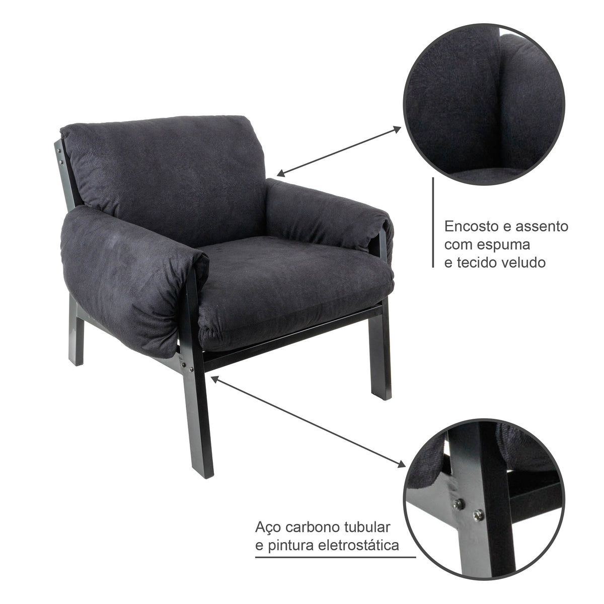 Poltrona Decorativa Reforçada Design Luxo Consultório Nona