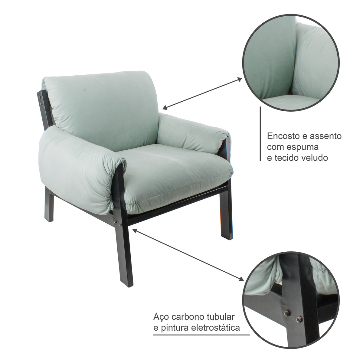Poltrona Decorativa Reforçada Design Luxo Consultório Nona