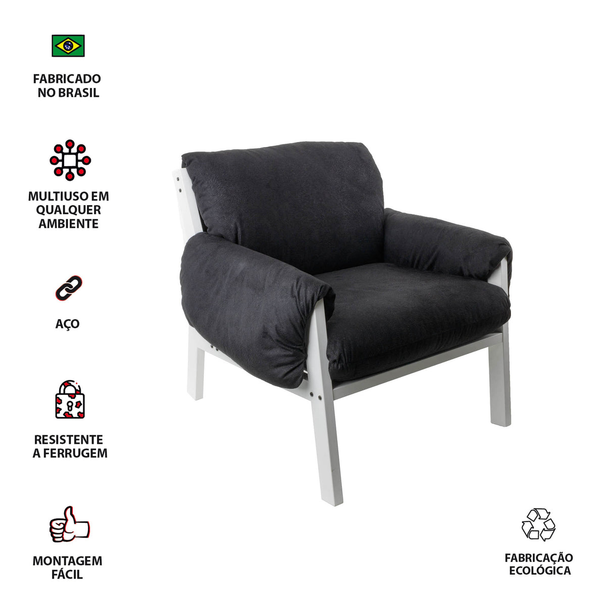 Poltrona Decorativa Reforçada Design Luxo Consultório Nona